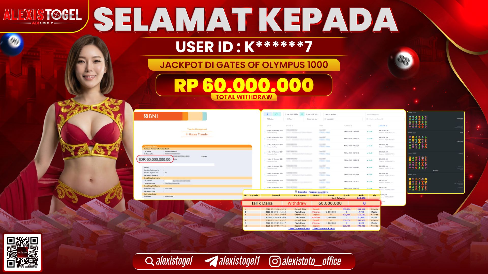 ALEXISTOGEL di Jackpot di SLOT GATES OF OLYMPUS 1000 RP.60.000.000,- LUNAS