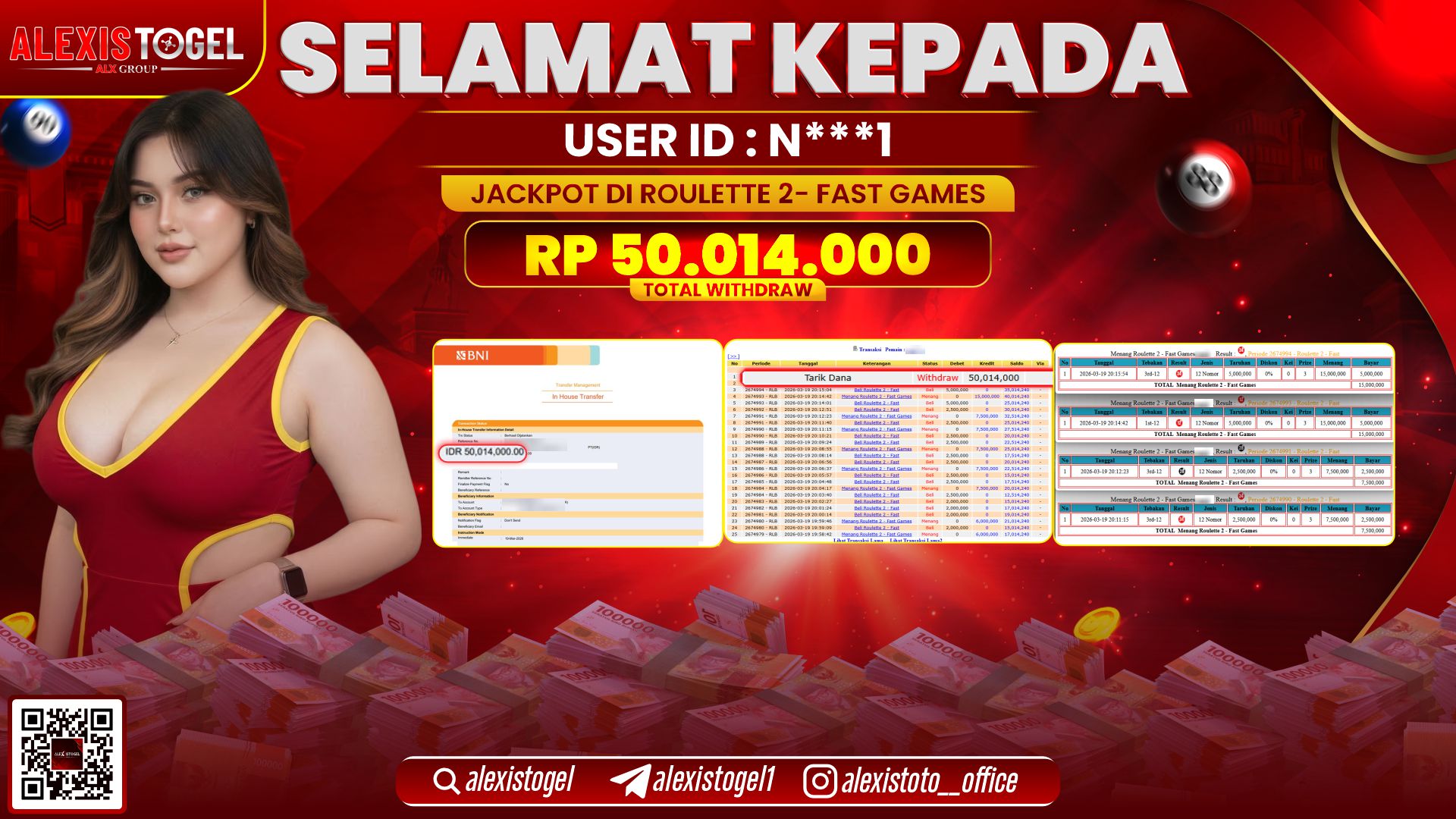 ALEXISTOGEL di Jackpot di CASINO ROULETTE 2 - FAST GAMES RP.50.014.000,- LUNAS