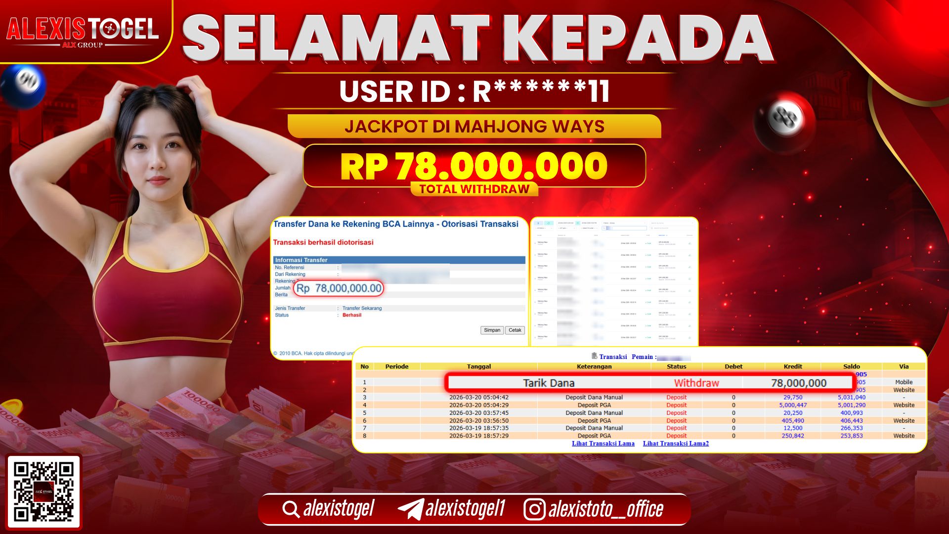 ALEXISTOGEL di Jackpot di SLOT MAHJONG WAYS RP.78.000.000,- LUNAS