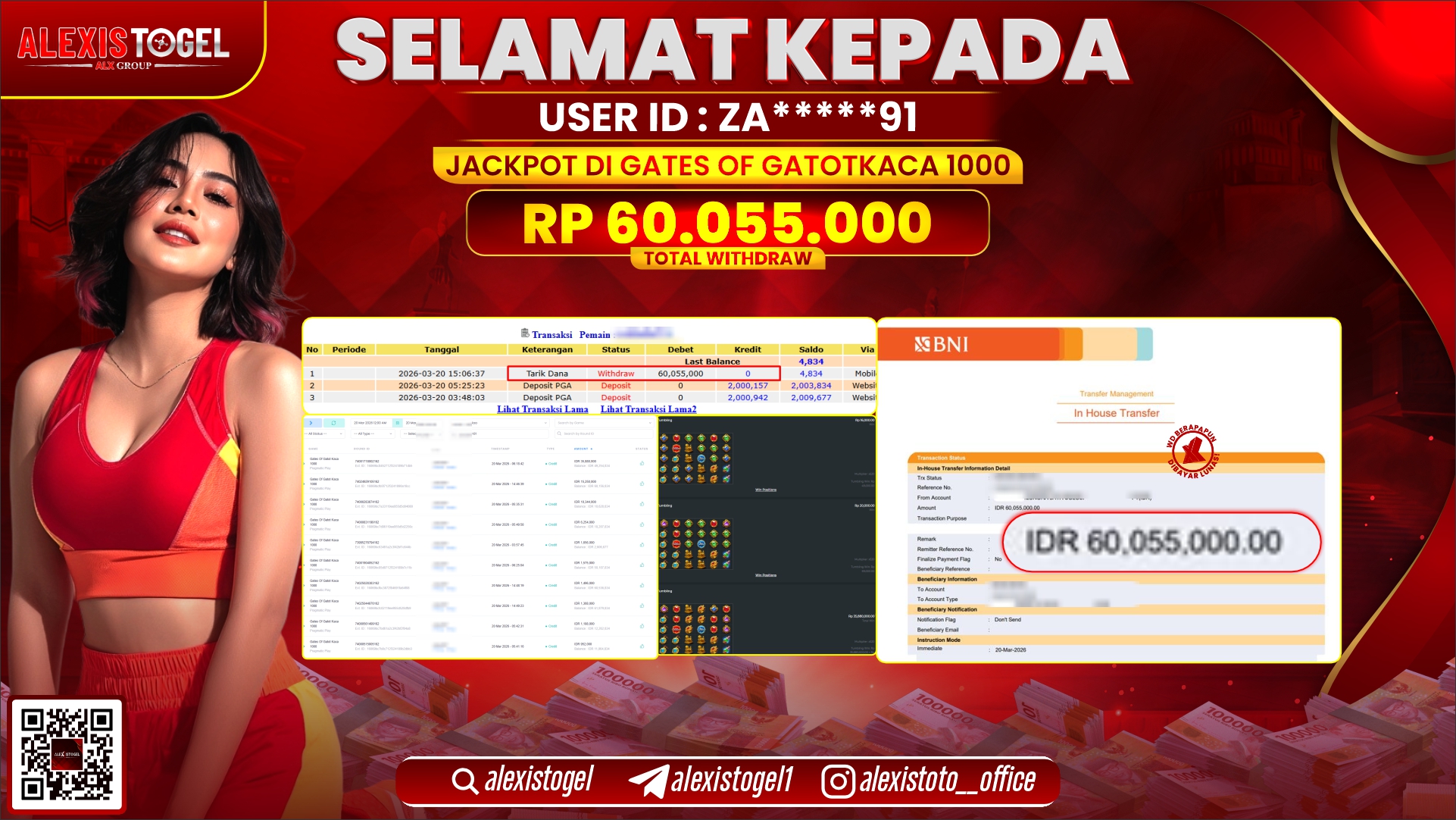 ALEXISTOGEL di Jackpot di SLOT GATES OF GATOTKACA 1000 RP.65.055.000,- LUNAS