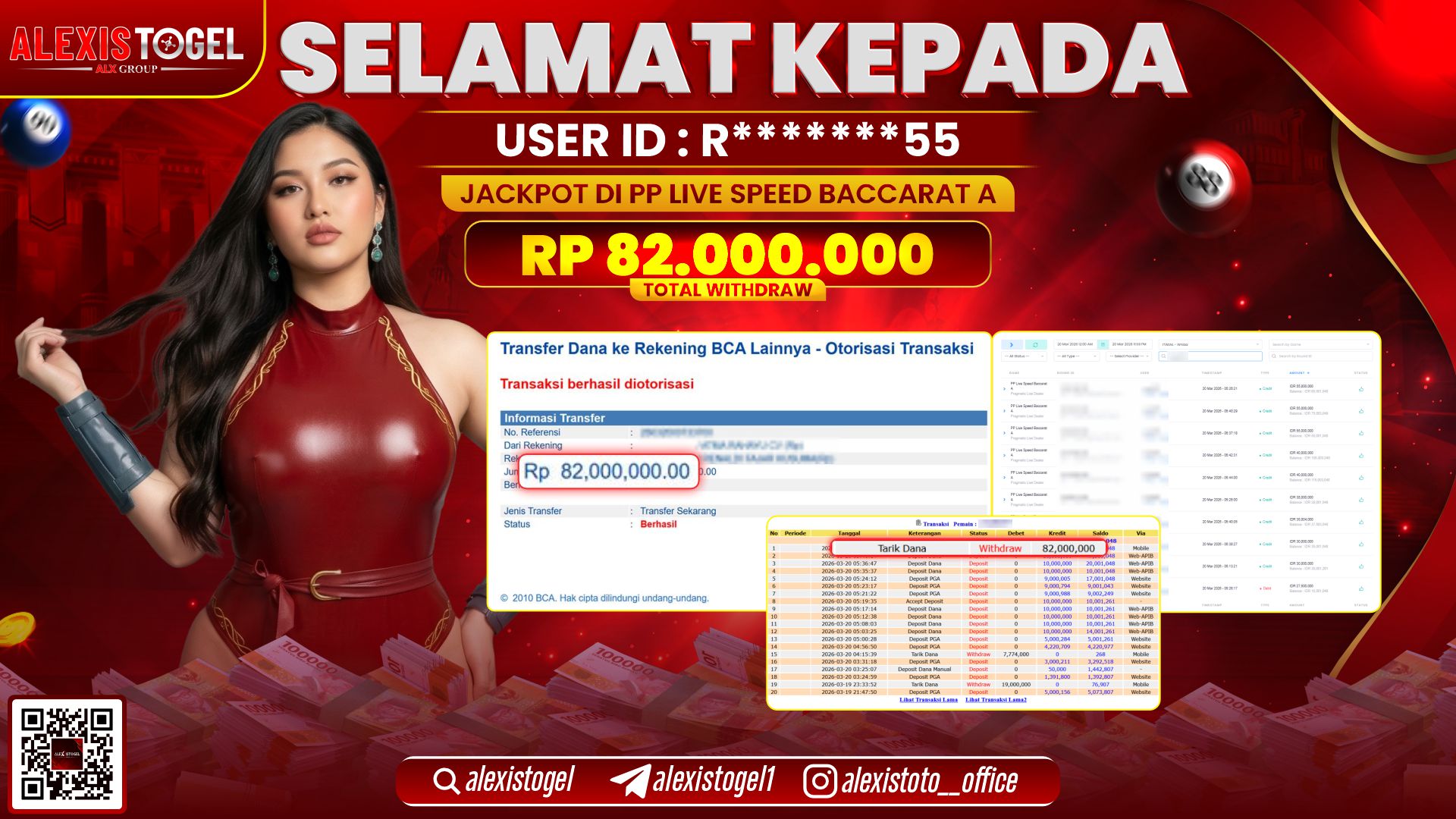 ALEXISTOGEL di Jackpot di PP LIVE SPEED BACCARAT A RP.82.000.000,- LUNAS