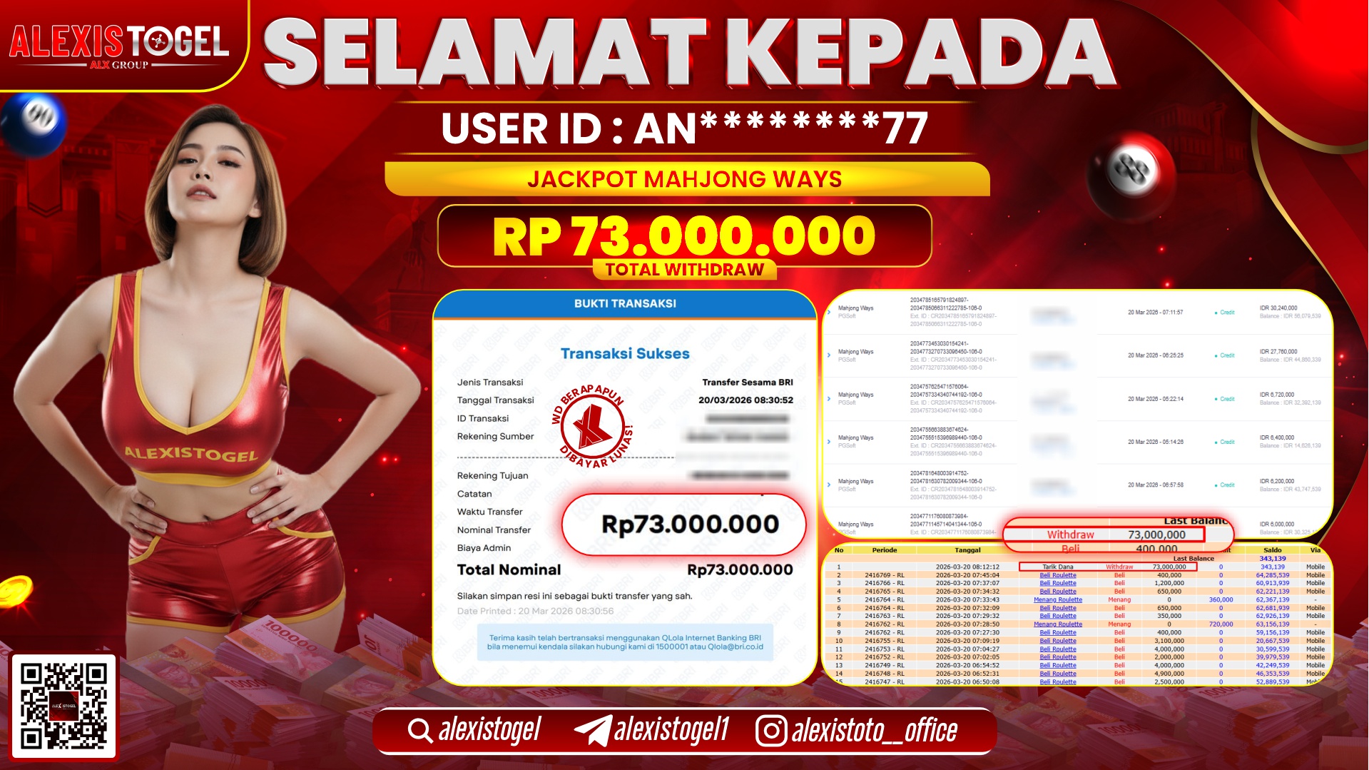 ALEXISTOGEL di Jackpot di SLOT MAHJONG WAYS 1000 RP.73.000.000,- LUNAS