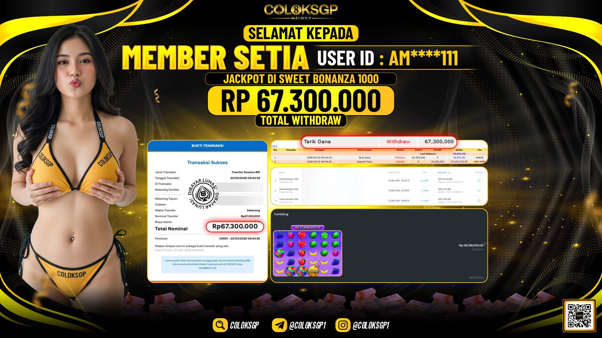 COLOKSGP JACKPOT DI SWEET BONANZA 1000