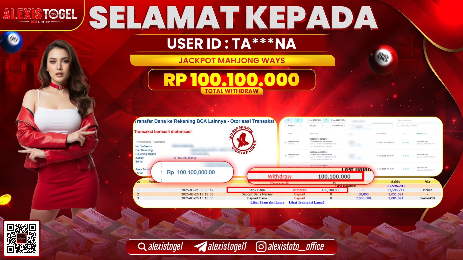 ALEXISTOGEL di Jackpot di SLOT MAHJONG WAYS RP.100.100.000,- LUNAS