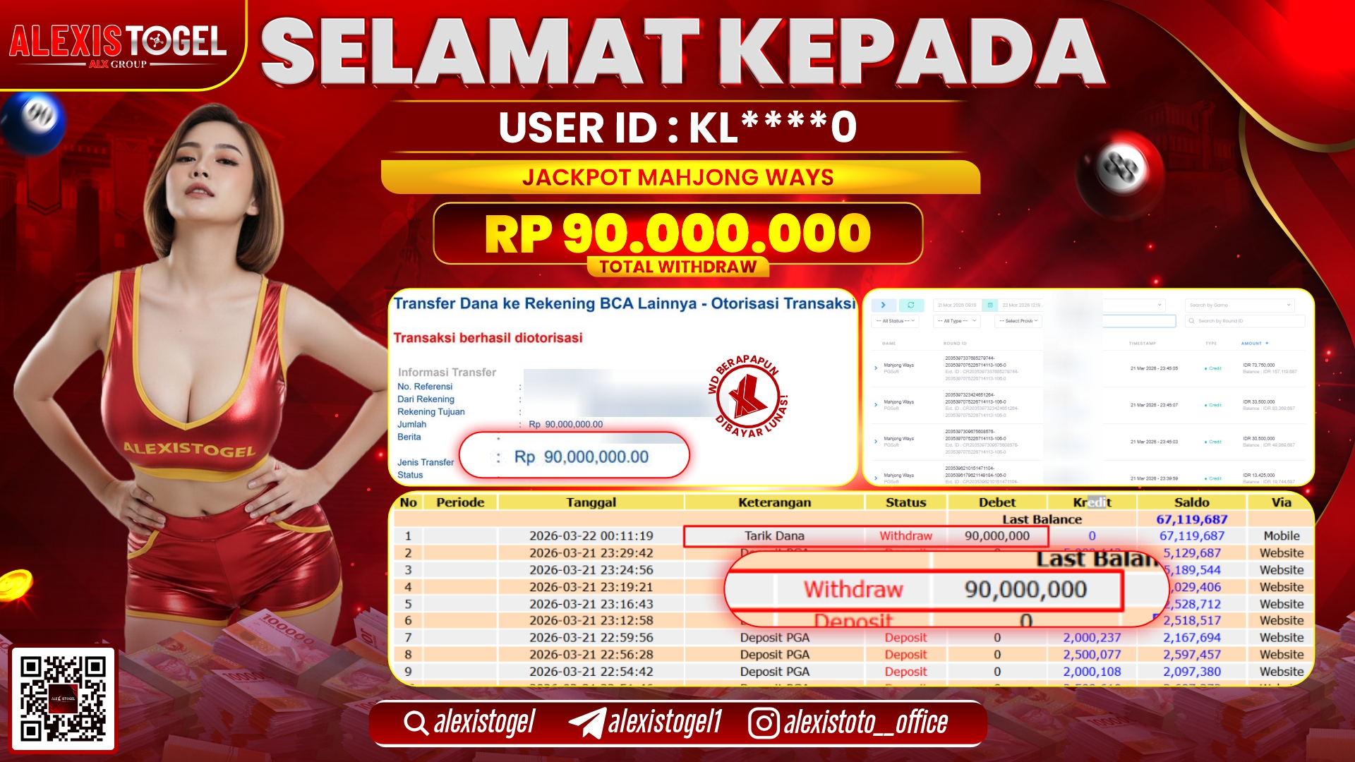 ALEXISTOGEL di Jackpot di SLOT MAHJONG WAYS RP.90.000.000,- LUNAS