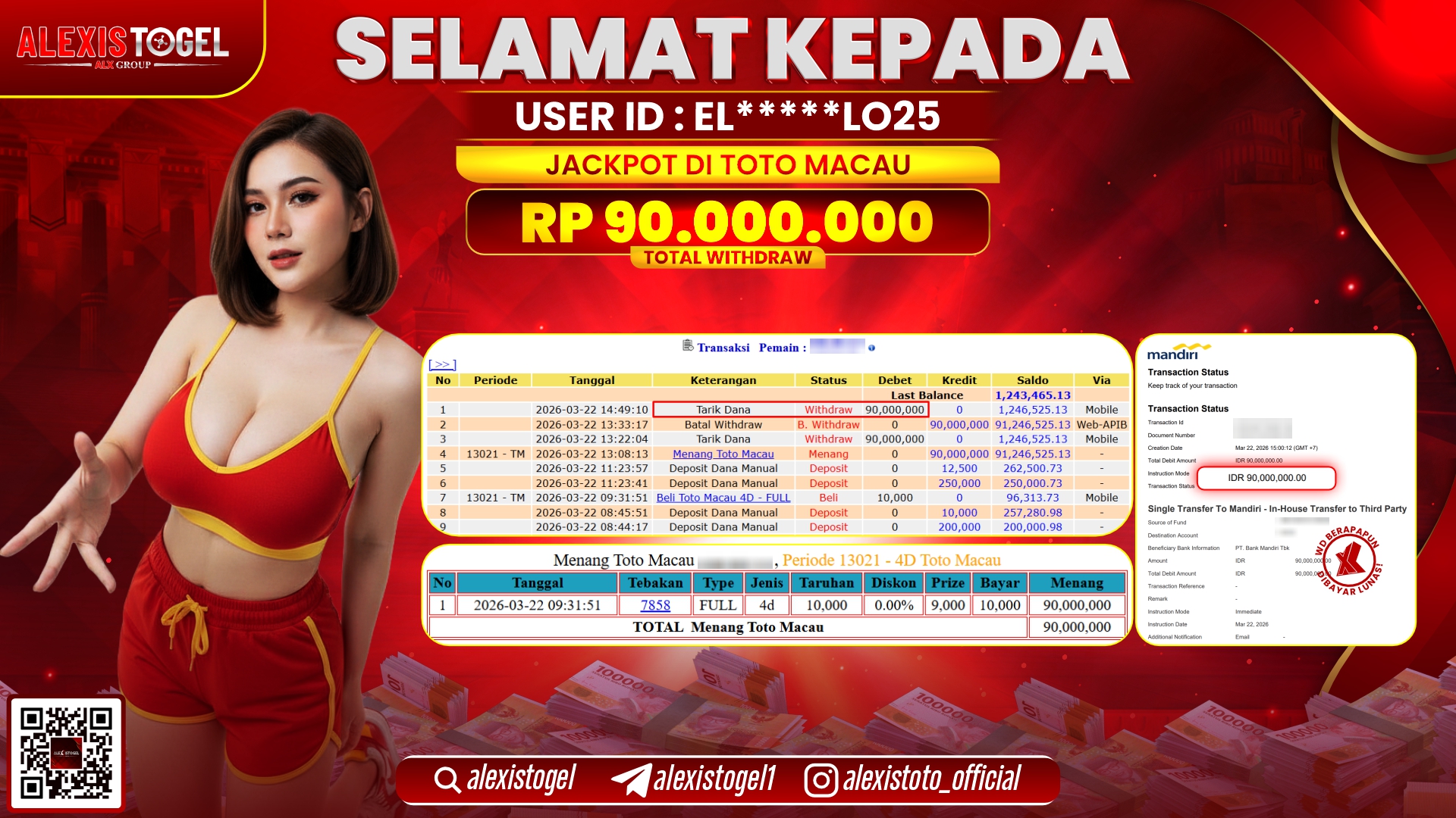 ALEXISTOGEL di Jackpot di TOGEL TOTO MACAU RP.90.000.000,- LUNAS