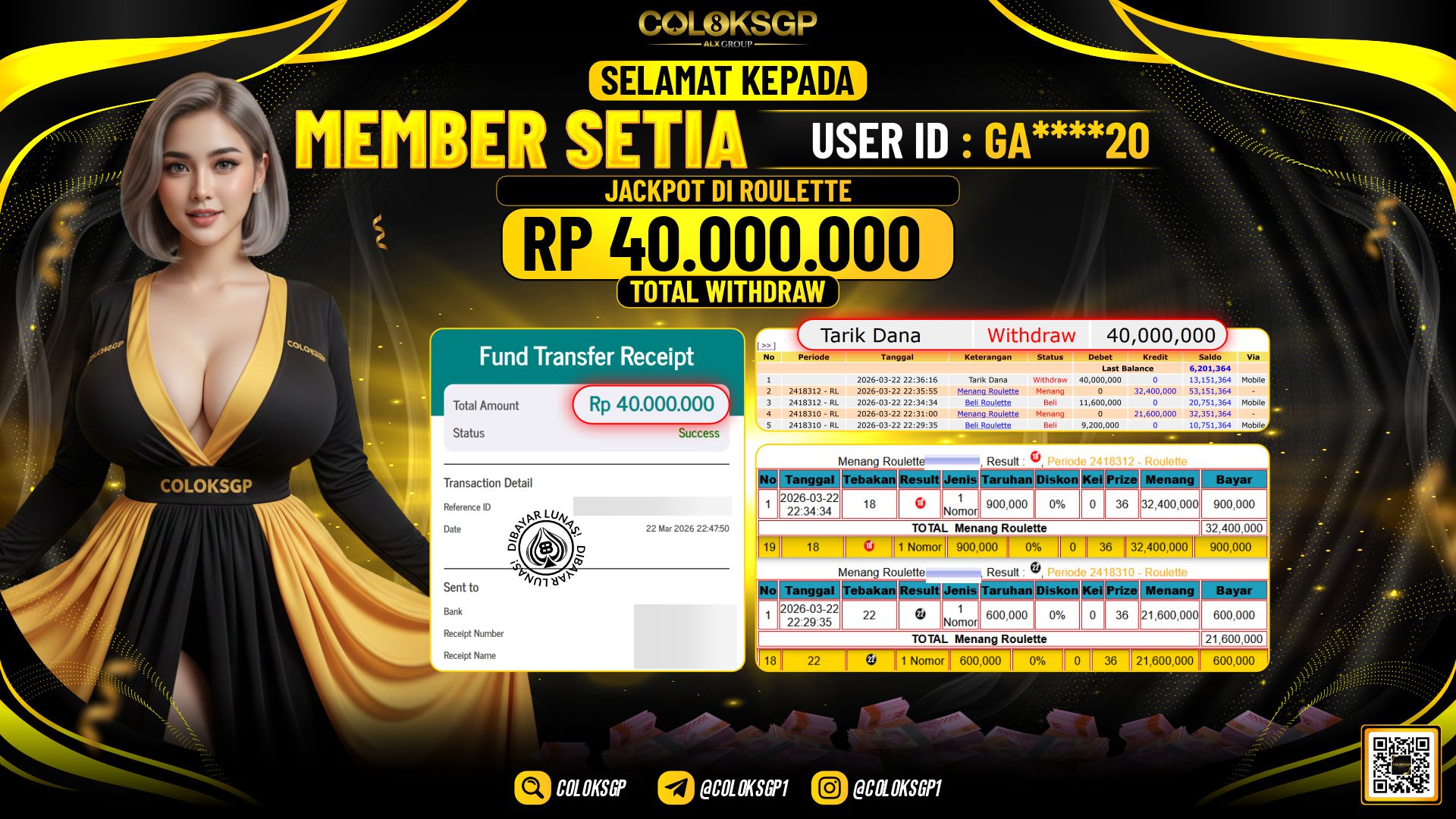 COLOKSGP JACKPOT DI ROULETTE