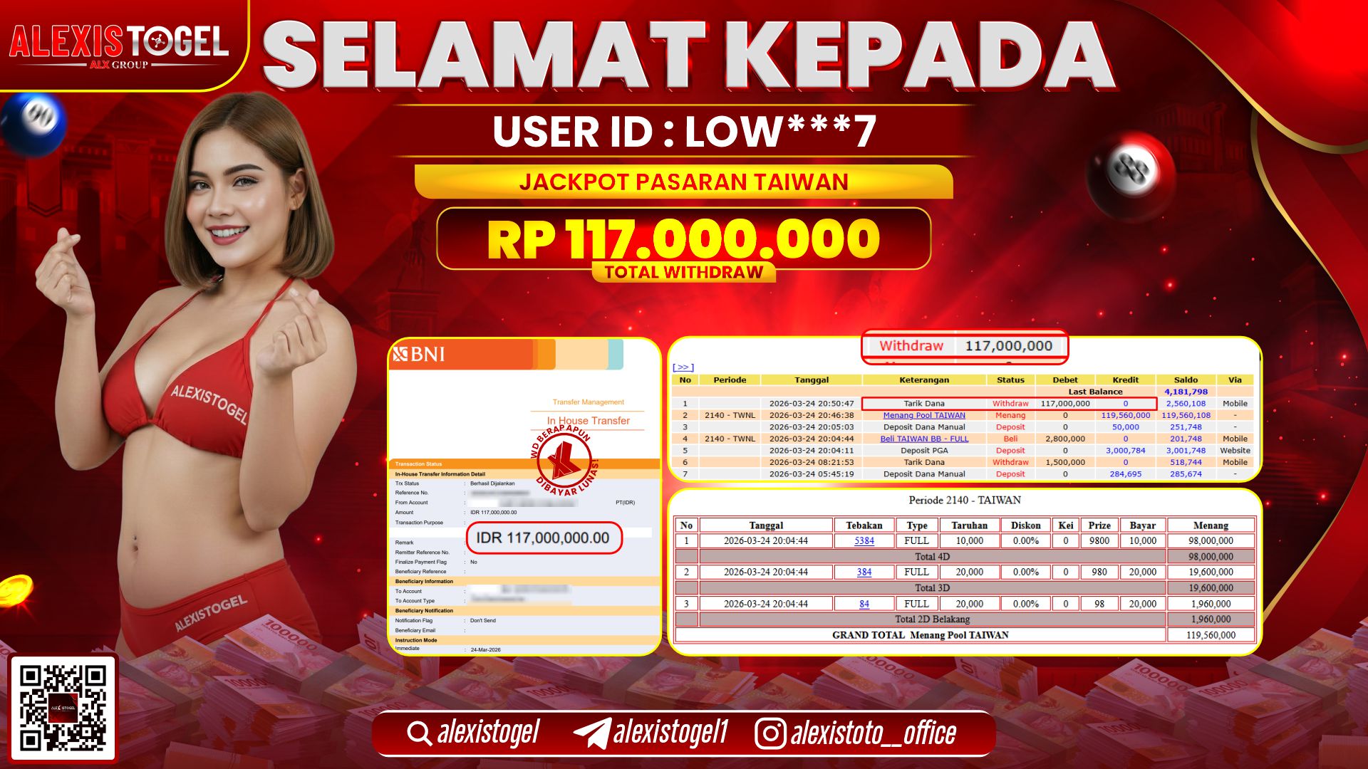 ALEXISTOGEL di Jackpot di TOGEL TAIWAN RP.117.000.000- LUNAS