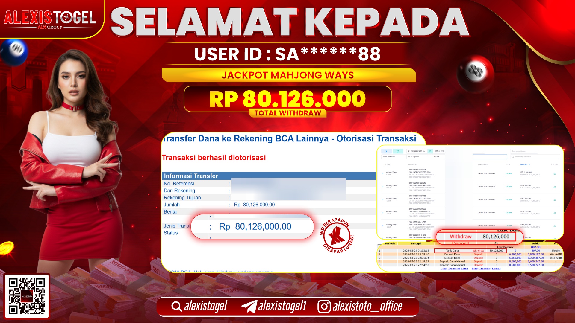 ALEXISTOGEL di Jackpot di SLOT MAHJONG WAYS RP.80.126.000,- LUNAS