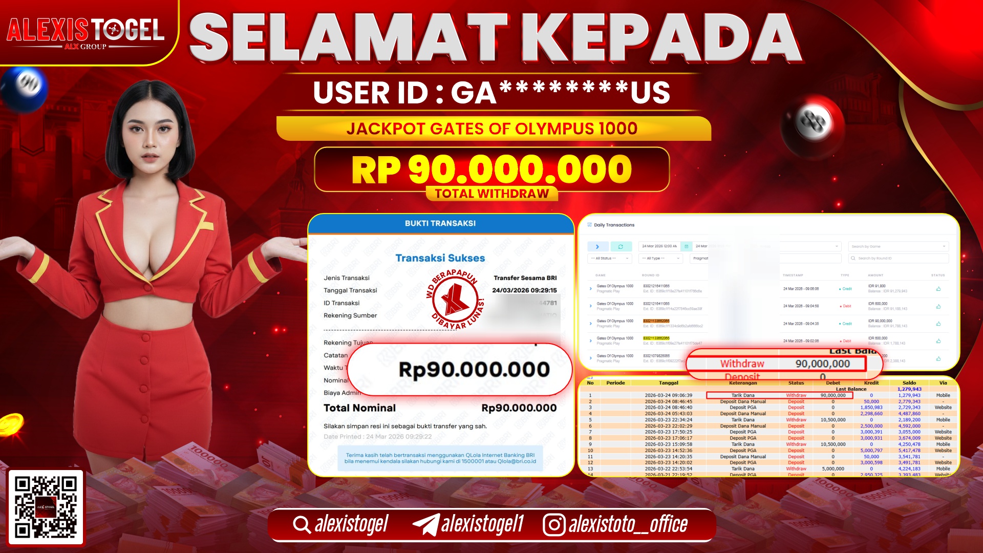 ALEXISTOGEL di Jackpot di SLOT GATES OF OLYMPUS 1000 RP.90.000.000,- LUNAS