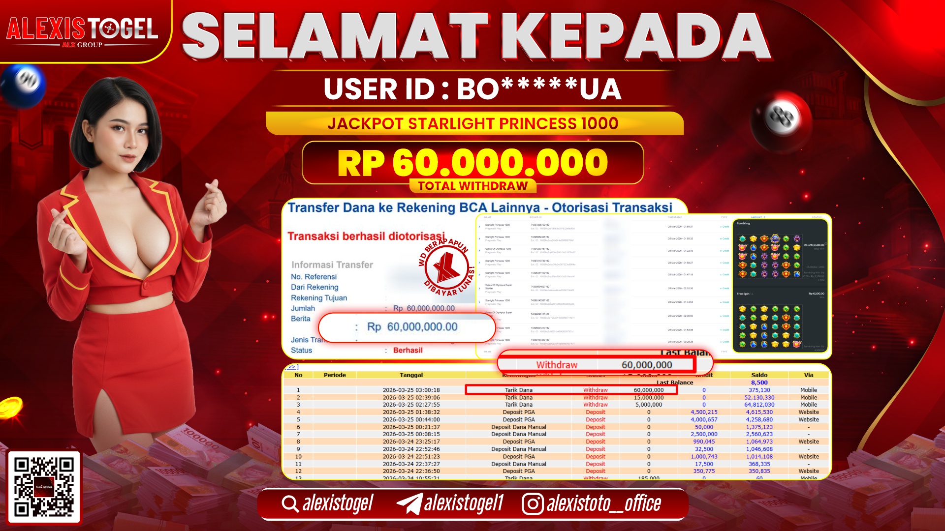 ALEXISTOGEL di Jackpot di SLOT STARLIGHT PRINCESS 1000 RP.60.000.000,- LUNAS