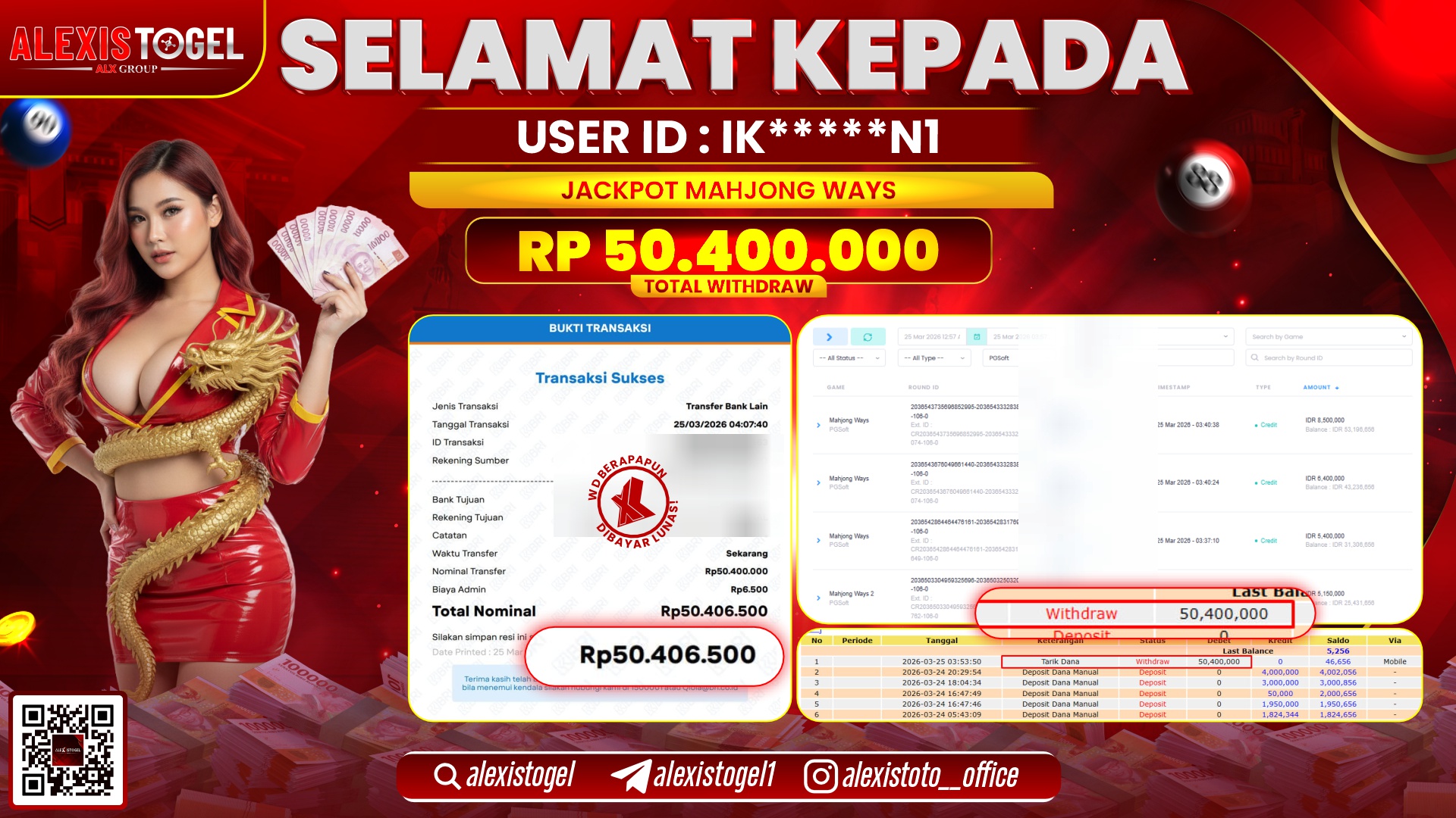 ALEXISTOGEL di Jackpot di SLOT MAHJONG WAYS RP.50.400.000,- LUNAS