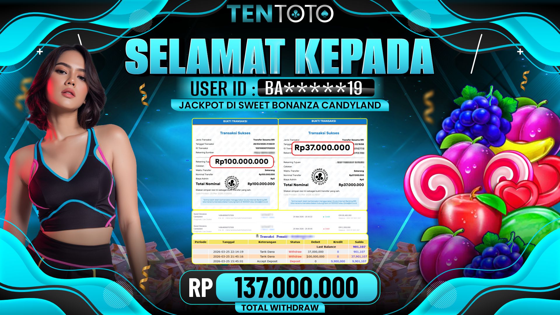 TENTOTO Pragmatic Live Dealer Rp. 137.000.000,- LUNAS