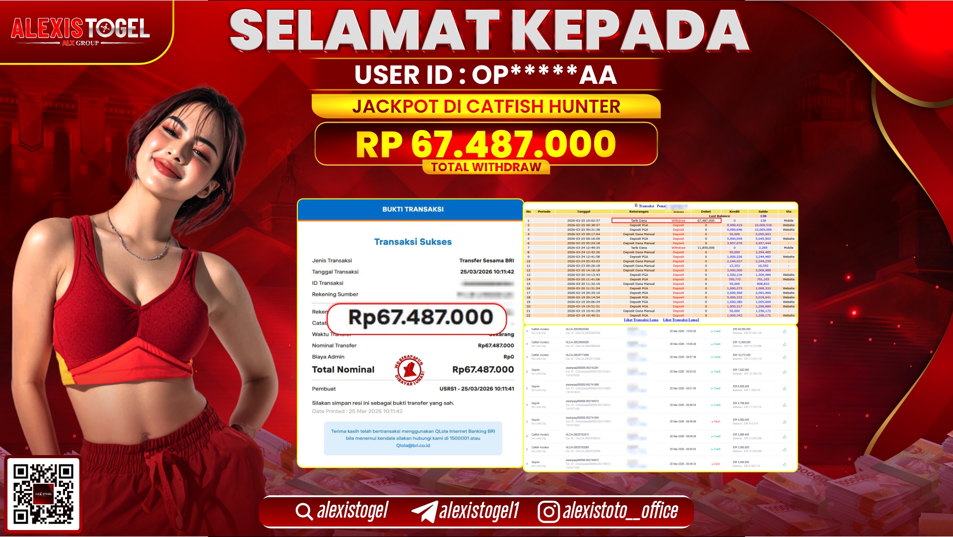 ALEXISTOGEL di Jackpot di NO LIMIT CITY CATFISH HUNTER RP.67.487.000,- LUNAS