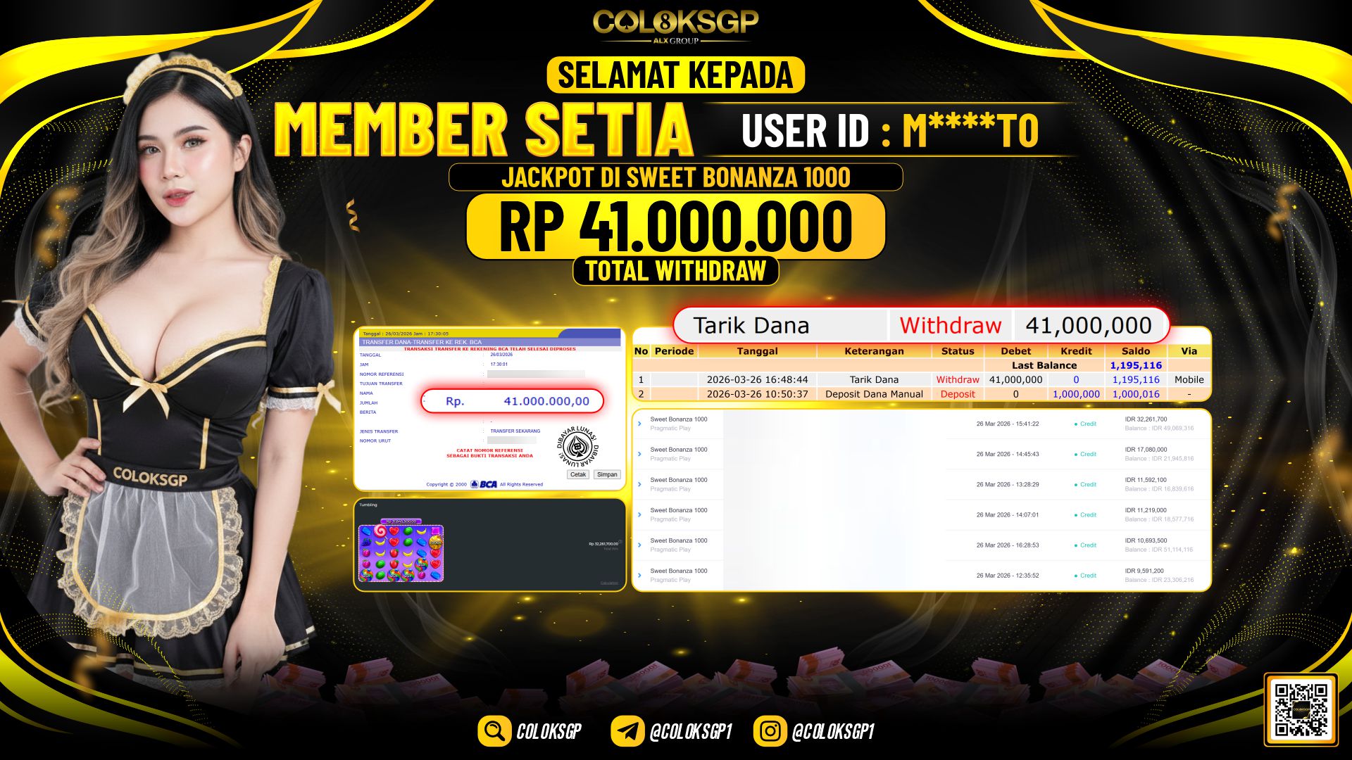 COLOKSGP JACKPOT DI SWEET BONANZA 1000