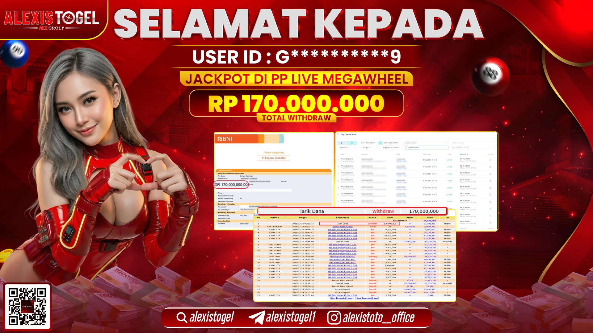 ALEXISTOGEL di Jackpot di PRAGMATIC PLAY LIVE MEGAWHEEL RP.170.000.000,- LUNAS