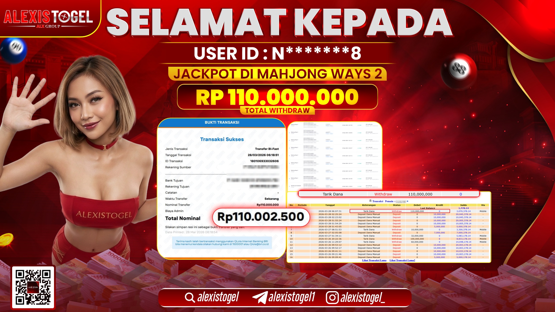 ALEXISTOGEL di Jackpot di SLOT MAHJONG WAYS 2 RP.110.000.000,- LUNAS 