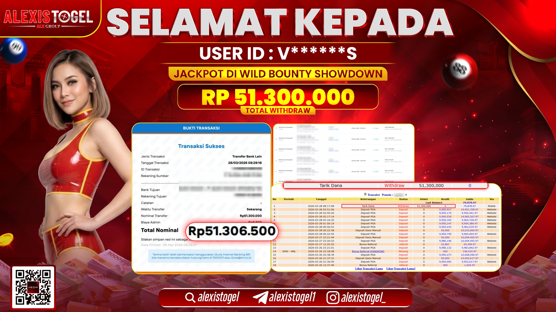 ALEXISTOGEL di Jackpot di SLOT WILD BOUNTY SHOWDOWN RP.51.300.000,- LUNAS 