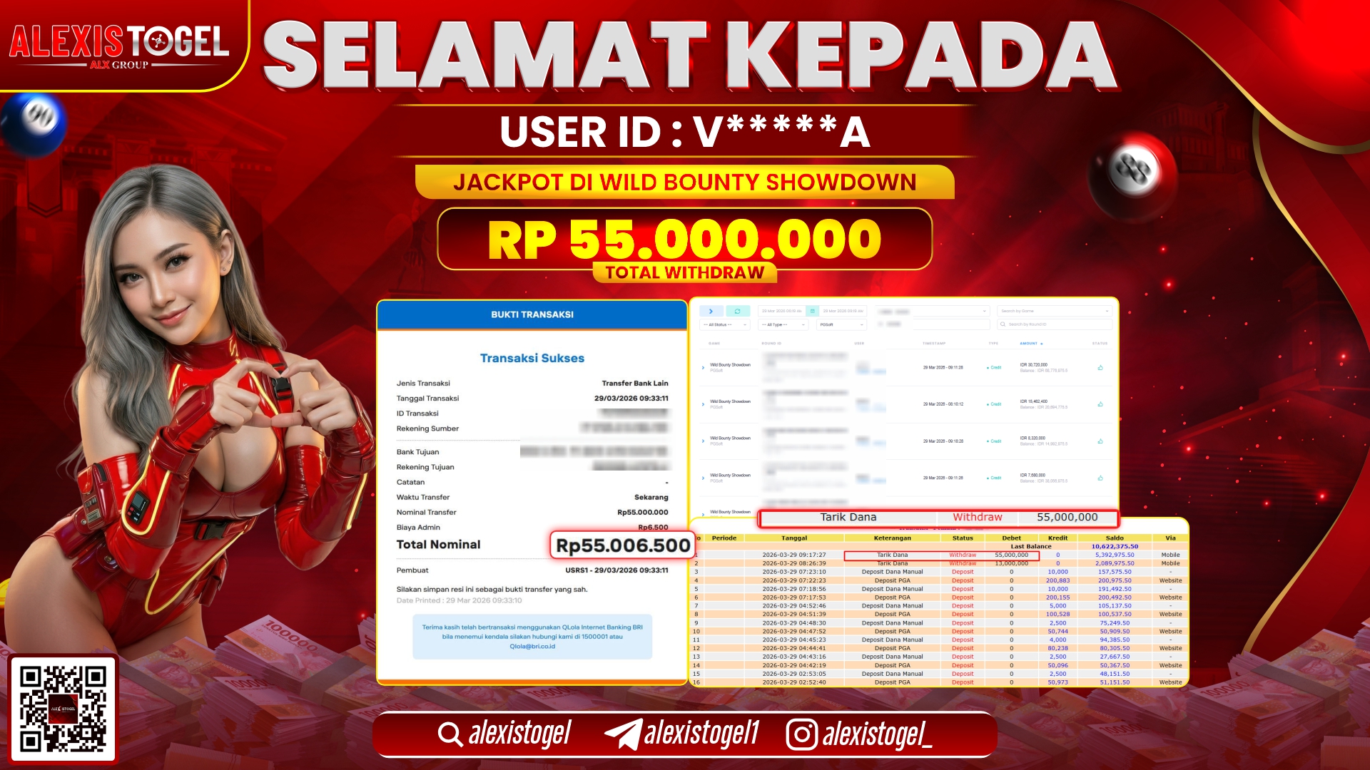 ALEXISTOGEL di Jackpot di SLOT WILD BOUNTY SHOWDOWN RP.55.000.000,- LUNAS 