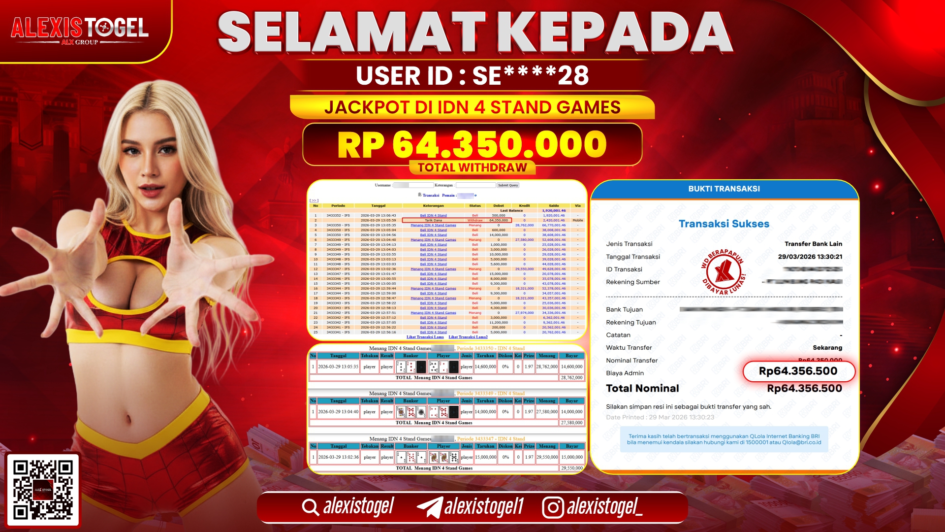 ALEXISTOGEL di Jackpot di IDN 4 STAND GAMES RP.64.350.000,- LUNAS 