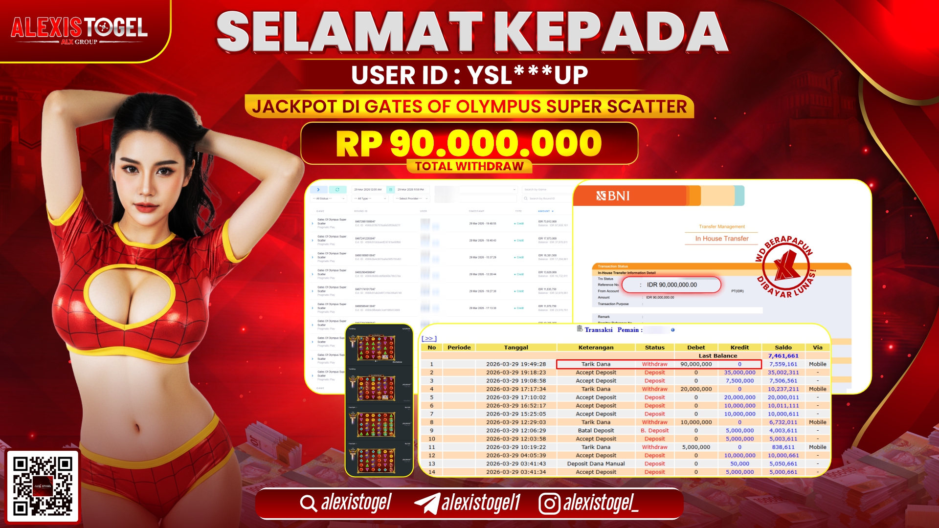 ALEXISTOGEL di Jackpot di SLOT GATES OF OLYMPUS SUPER SCATTER RP.90.000.000,- LUNAS 