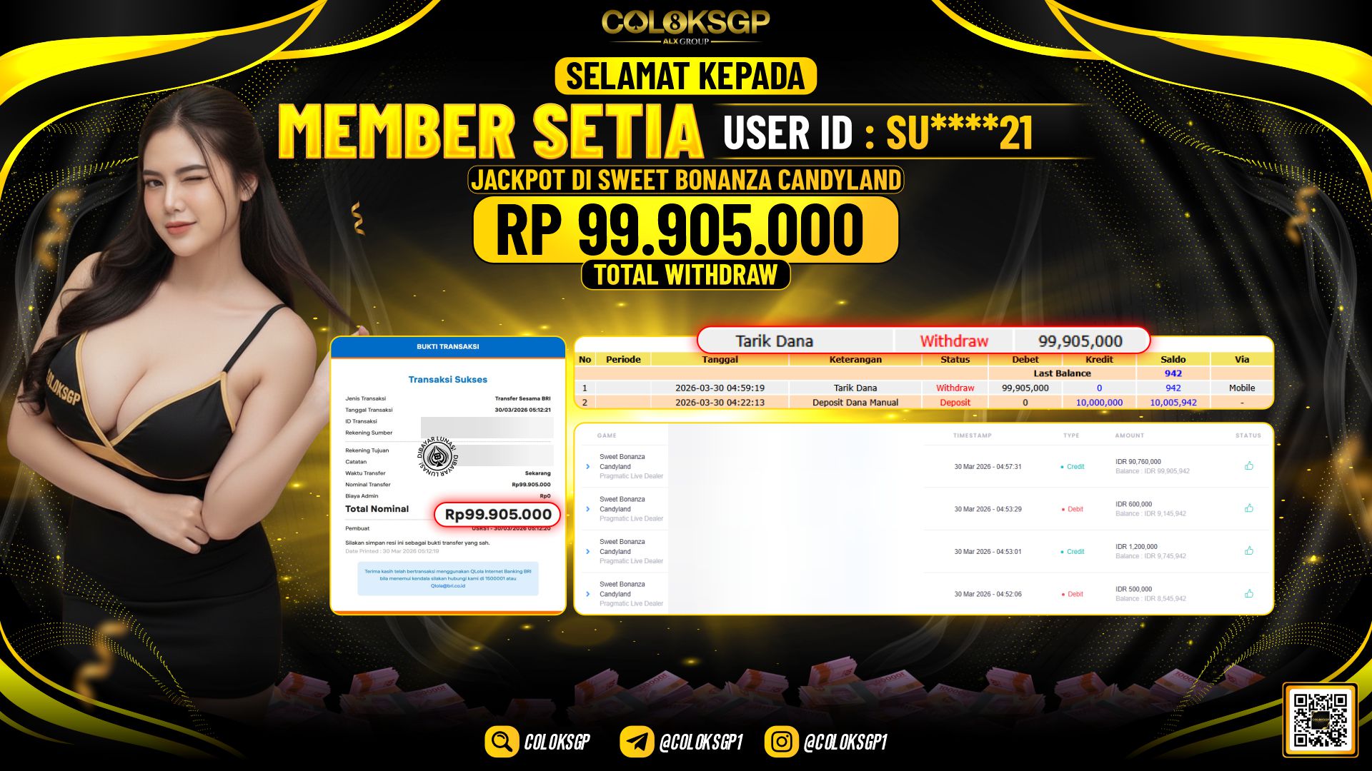 COLOKSGP JACKPOT DI PRAGMATIC LIVE DEALER SWEET BONANZA CANDYLAND