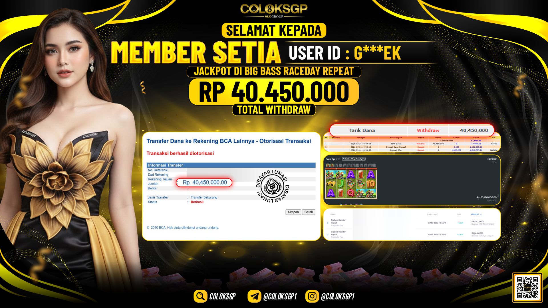 COLOKSGP JACKPOT DI PRAGMATIC PLAY BIG BASS RACEDAY REPEAT
