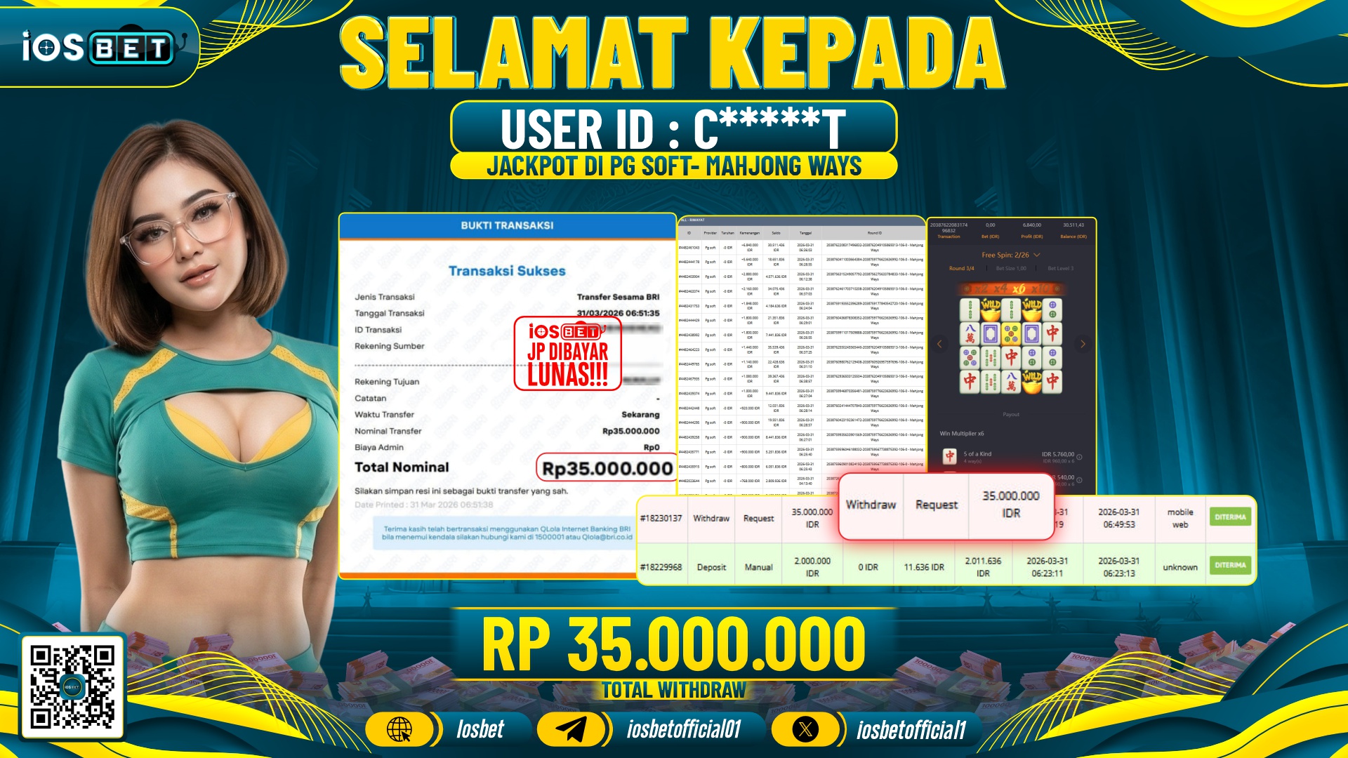 Bukti Pembayaran LUNAS SLOT GAME GACOR  Rp.35.000.000