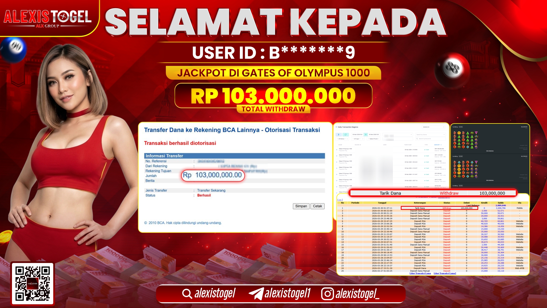 ALEXISTOGEL di Jackpot di SLOT GATES OF OLYMPUS 1000 RP.103.000.000,- LUNAS 