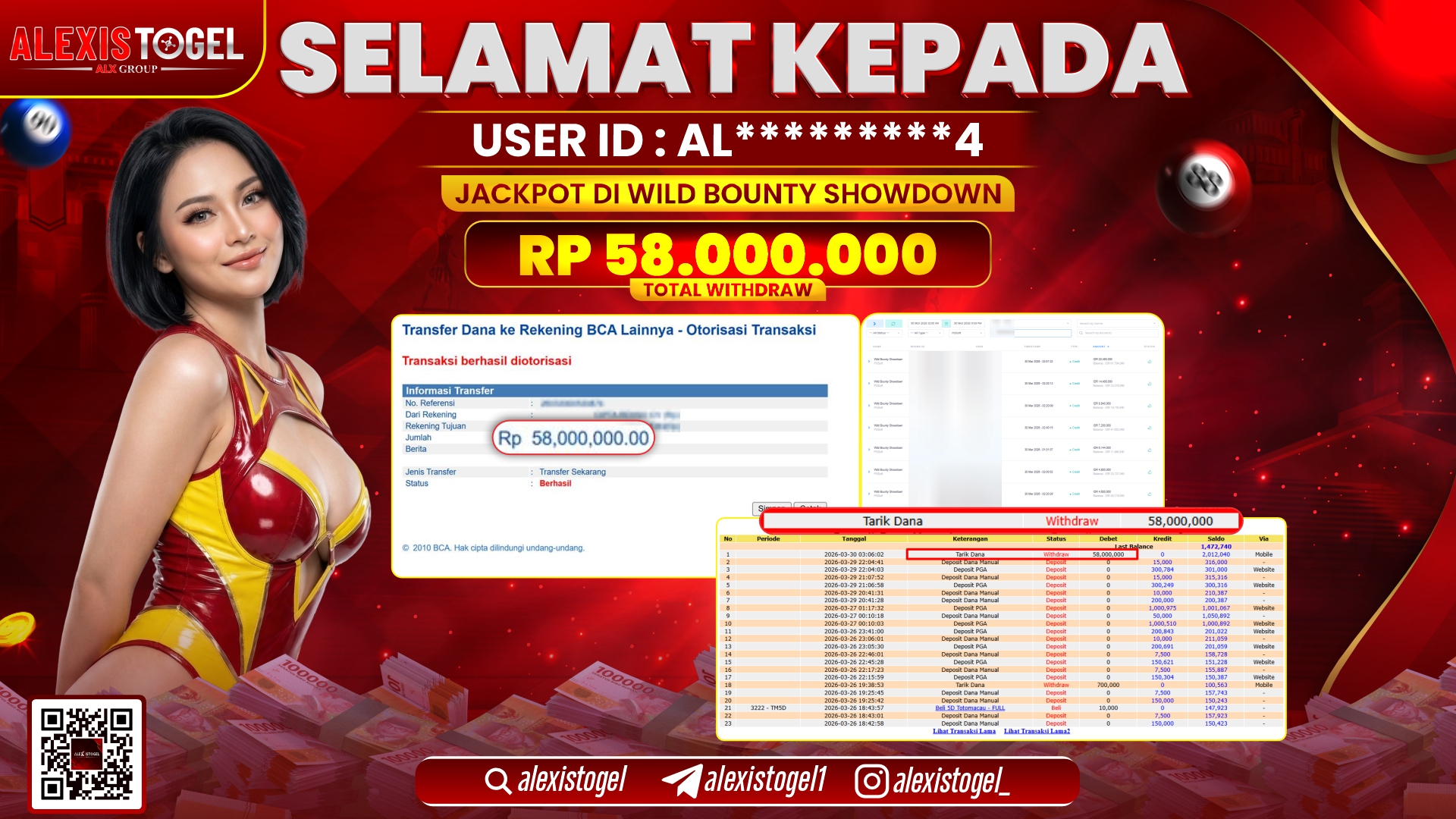 ALEXISTOGEL di Jackpot di SLOT WILD BOUNTY SHOWDOWN RP.58.000.000,- LUNAS 