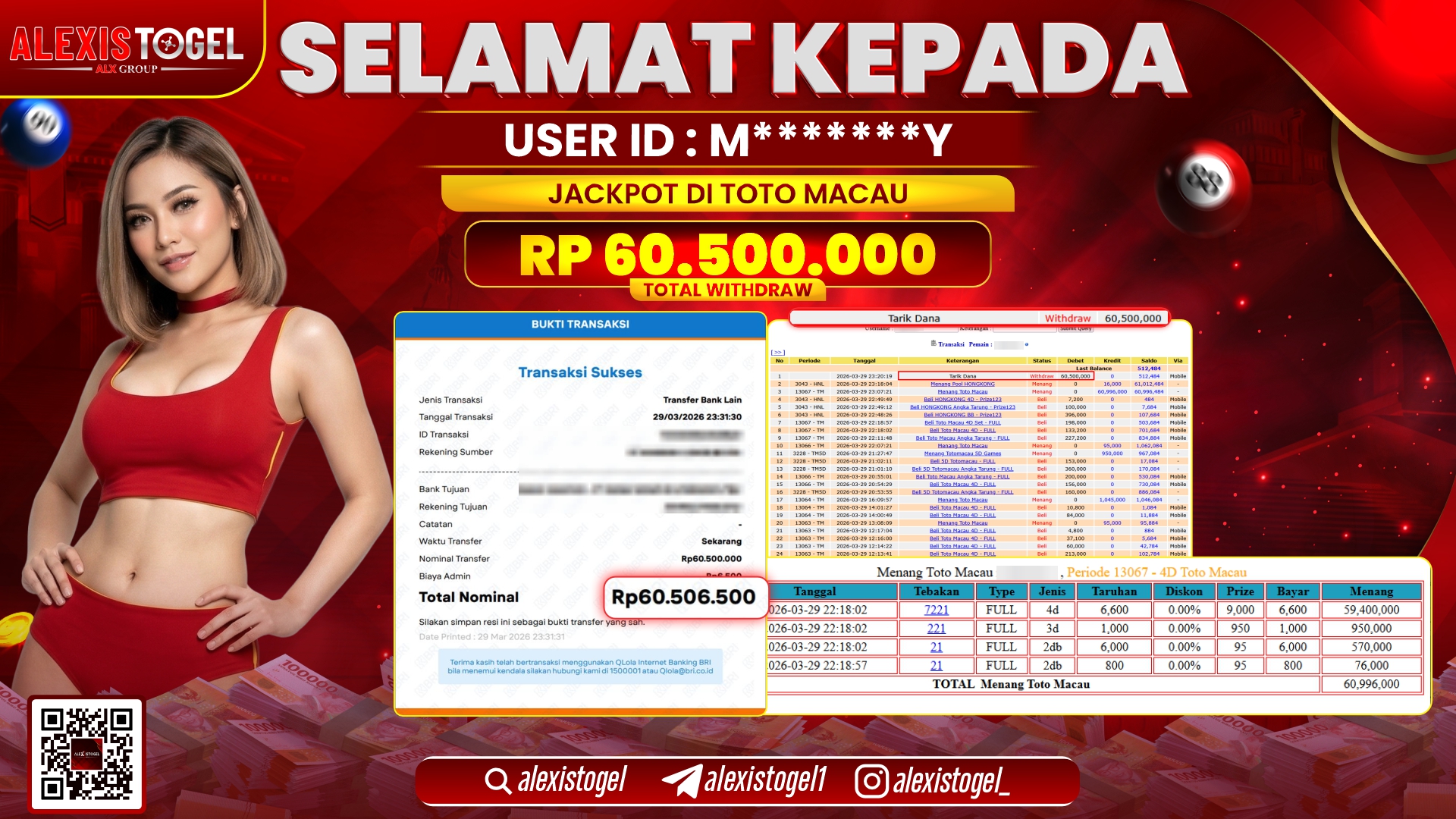 ALEXISTOGEL di Jackpot di TOGEL TOTO MACAU RP.60.500.000,- LUNAS 