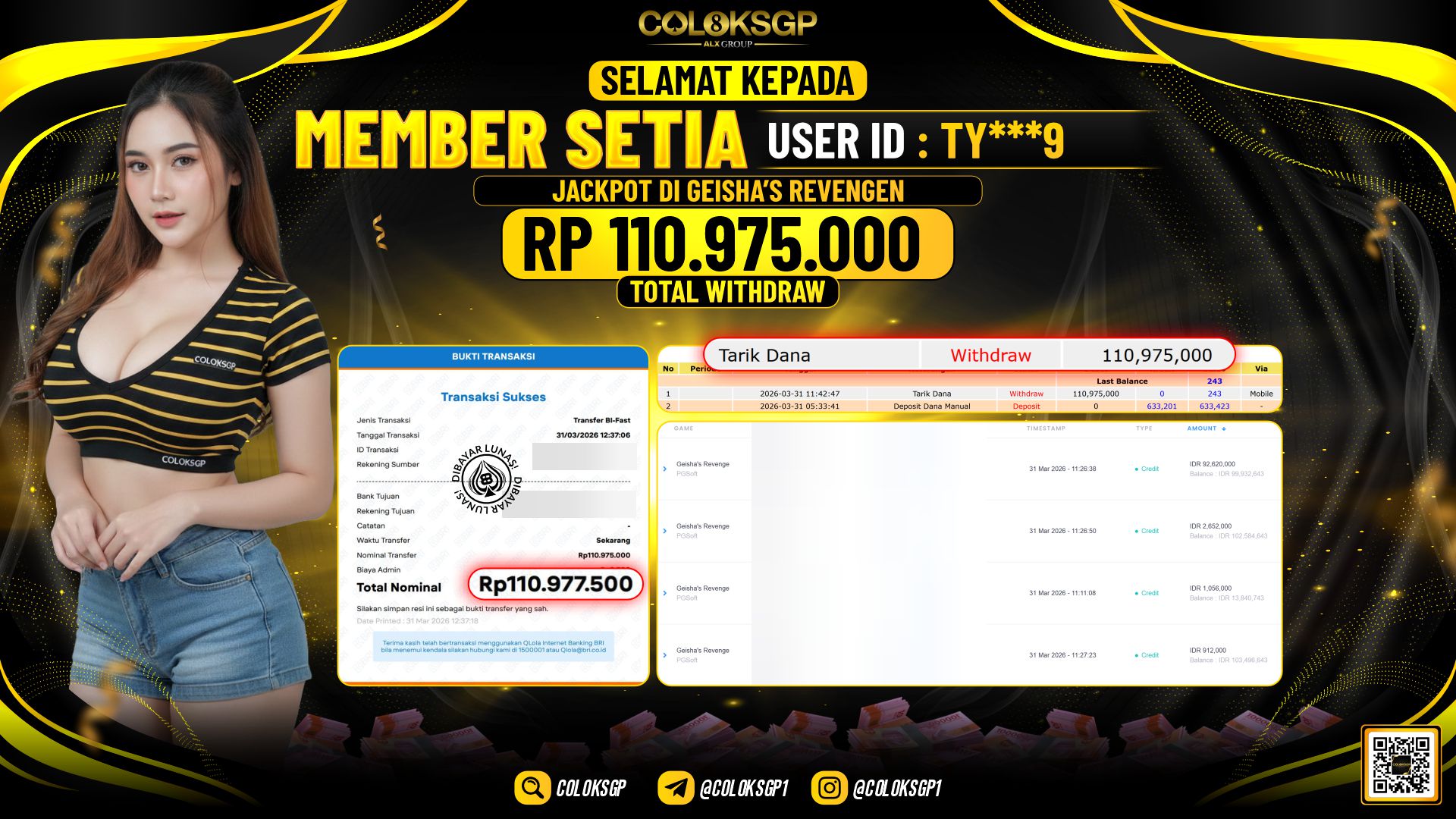 COLOKSGP JACKPOT DI PG SOFT GEISHA'S REVENGEN