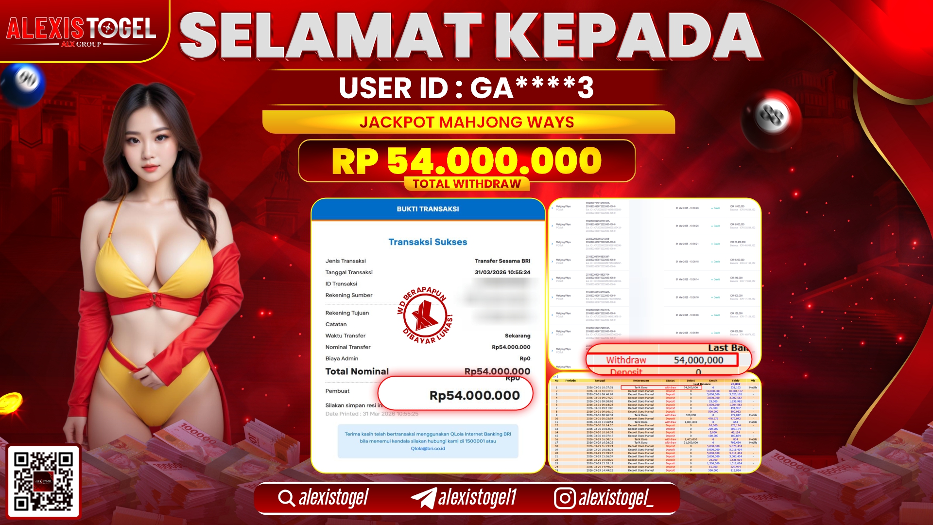 ALEXISTOGEL di Jackpot di SLOT MAHJONG WAYS RP.54.000.000,- LUNAS 