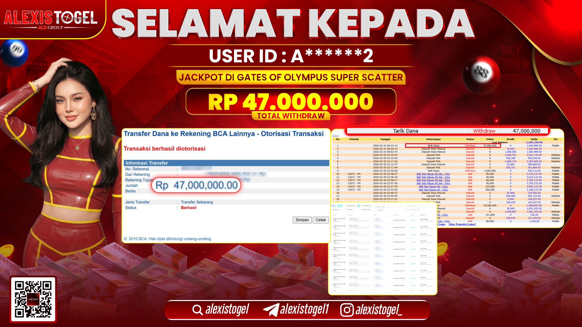 ALEXISTOGEL di Jackpot di SLOT GATES OF OLYMPUS SUPER SCATTER RP.47.000.000,- LUNAS 