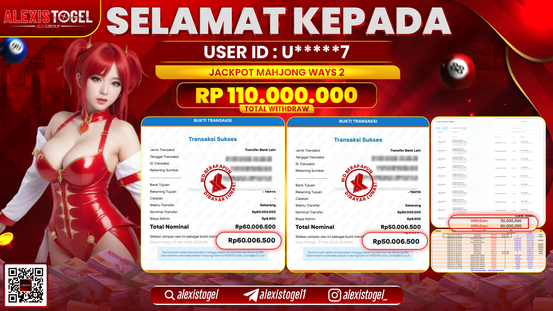 ALEXISTOGEL di Jackpot di SLOT MAHJONG WAYS 2 RP.110.000.000,- LUNAS 