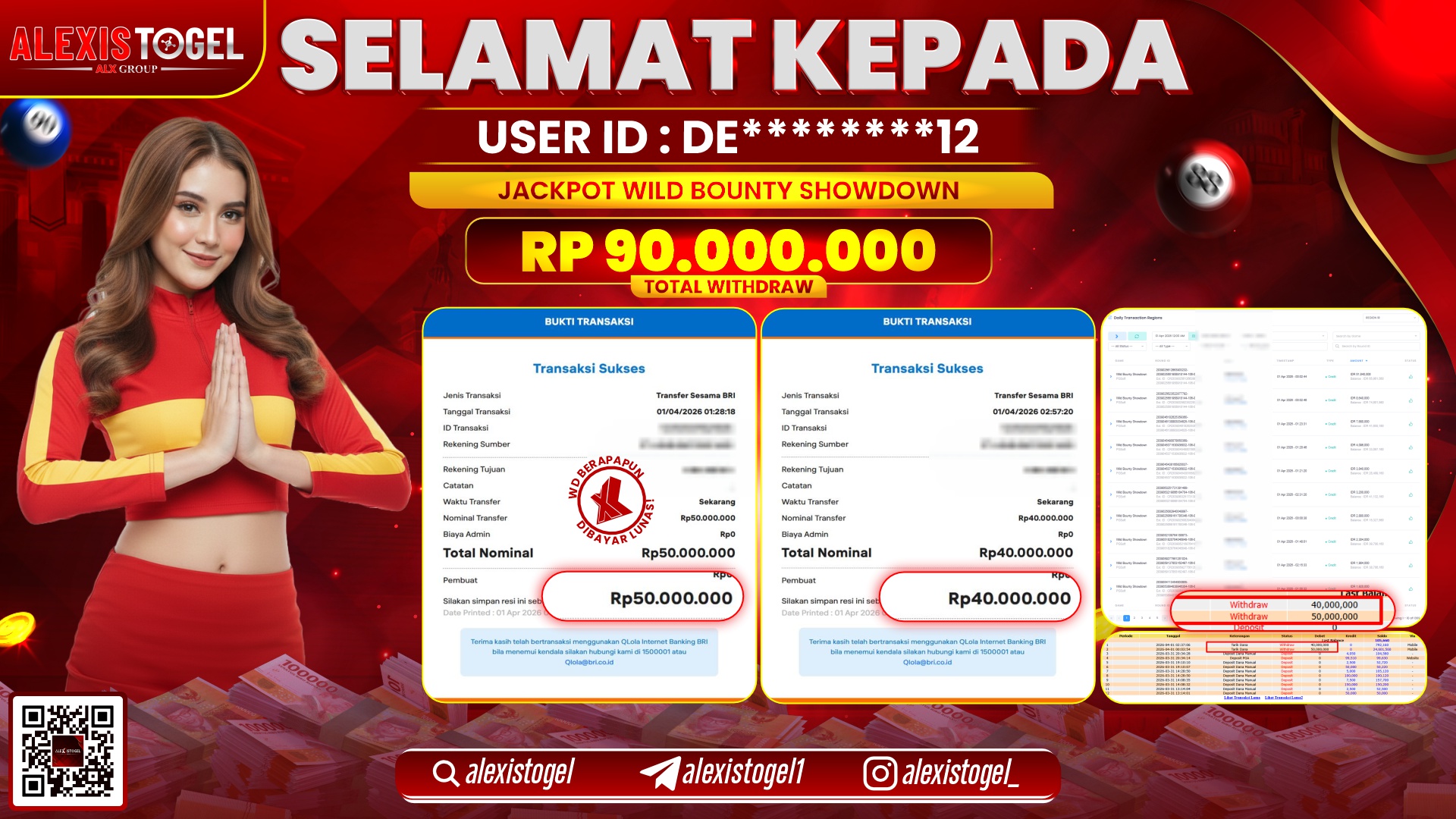 ALEXISTOGEL di Jackpot di SLOT WILD BOUNTY SHOWDOWN RP.90.000.000,- LUNAS 