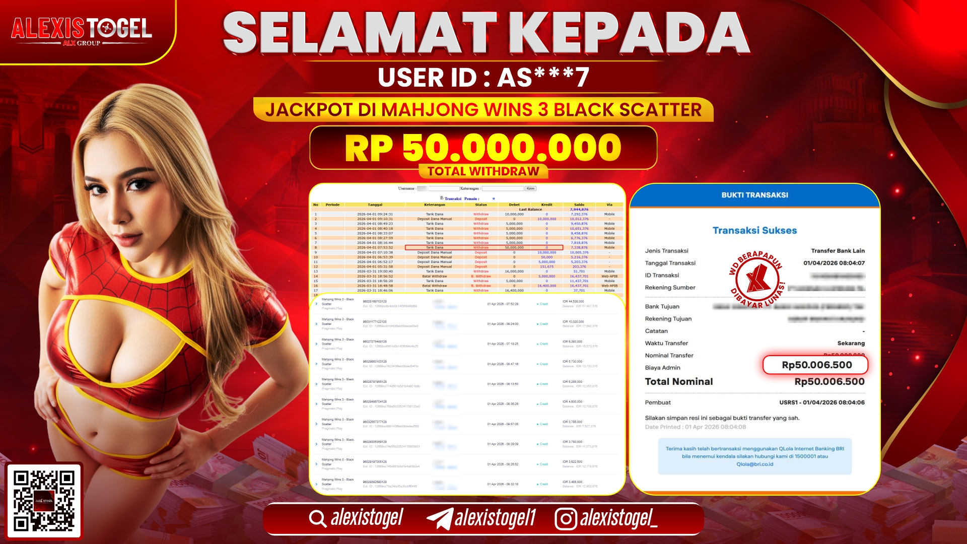 ALEXISTOGEL di Jackpot di SLOT MAHJONG WINS 3 BLACK SCATTER RP.50.000.000,- LUNAS 