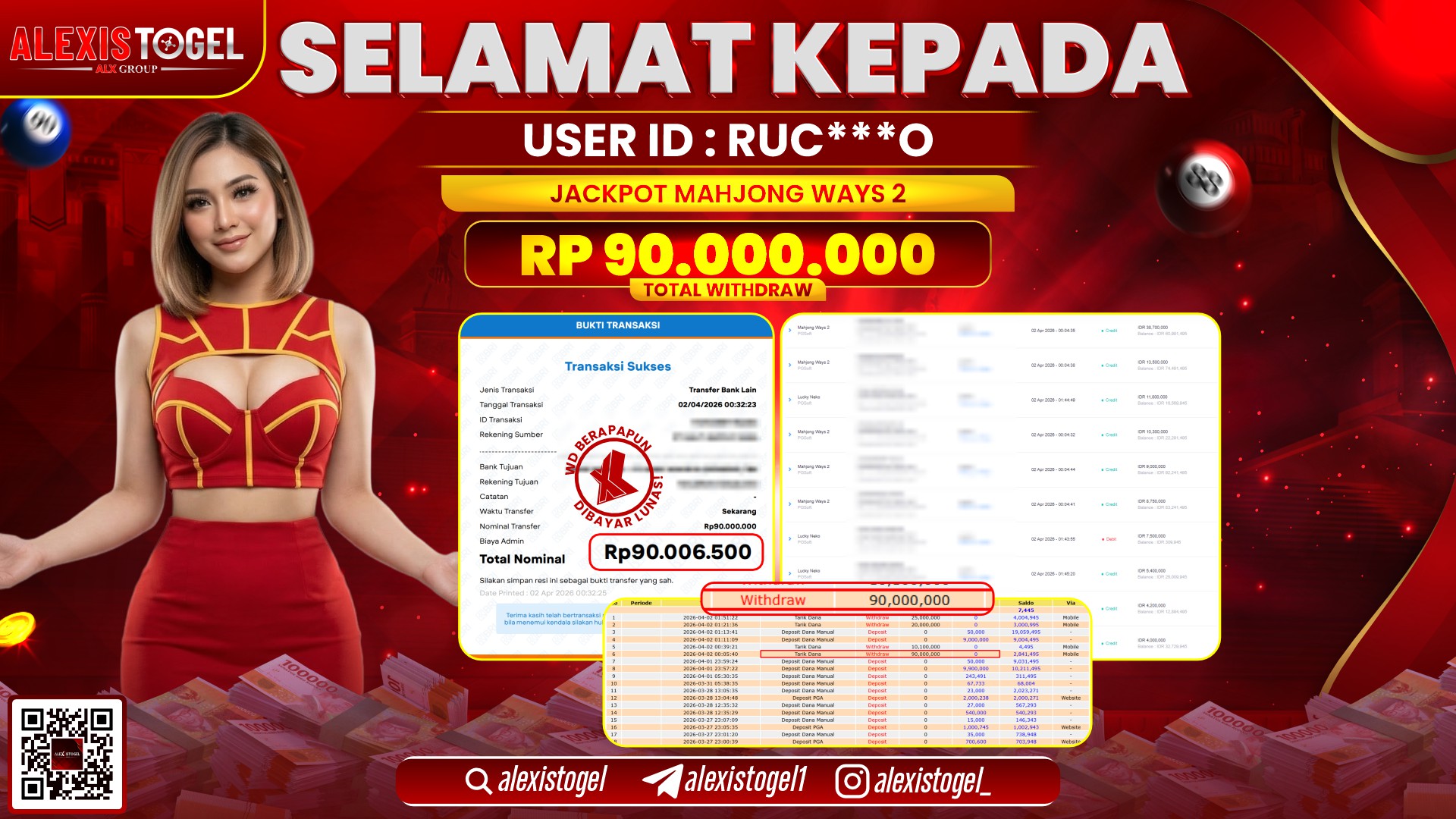 ALEXISTOGEL di Jackpot di SLOT MAHJONG WAYS 2 RP.90.000.000,- LUNAS 