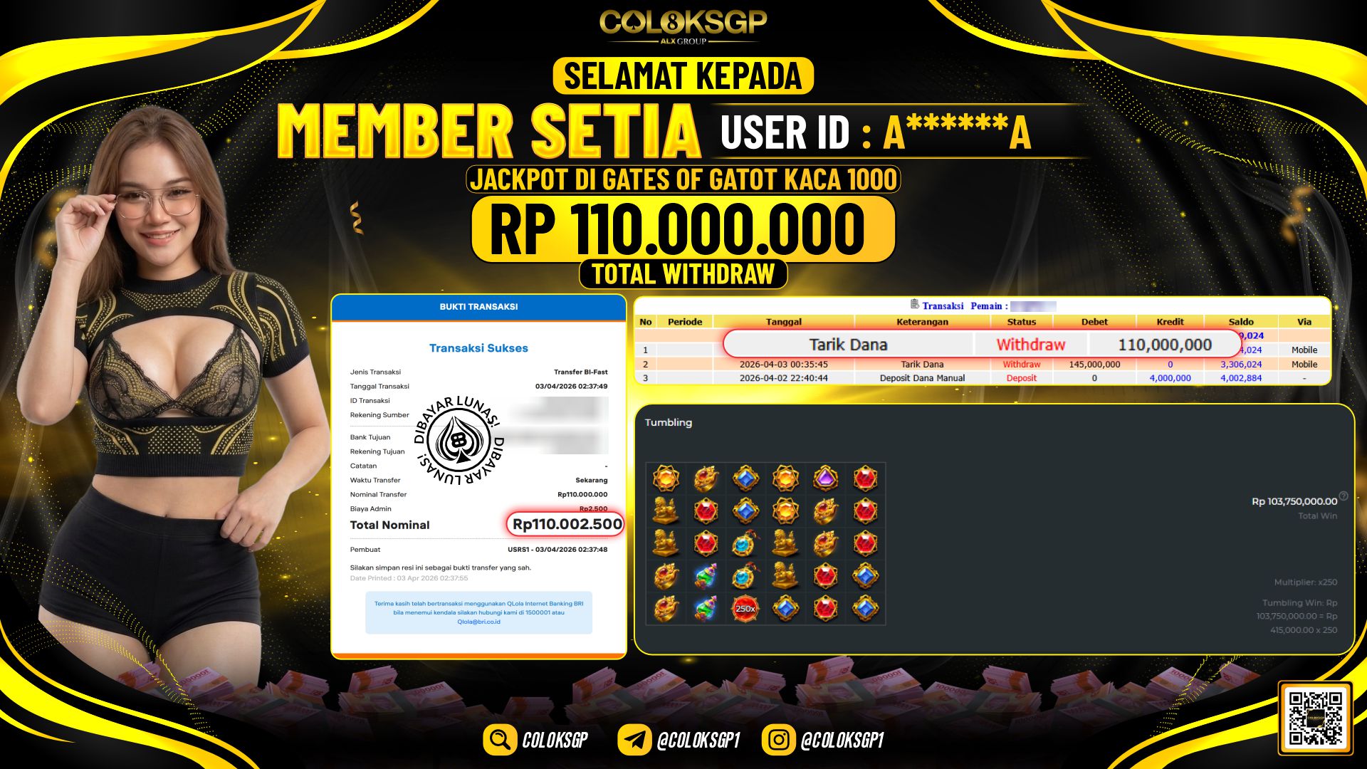 COLOKSGP JACKPOT DI PRAGMATIC PLAY GATES OF GATOT KACA 1000