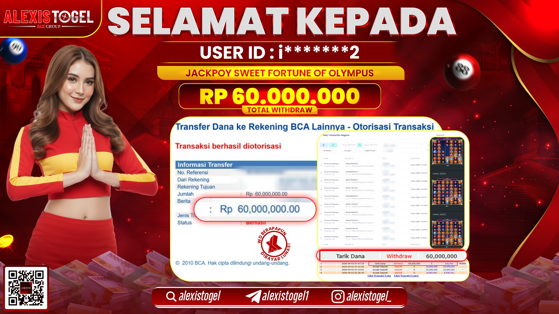 ALEXISTOGEL di Jackpot di SLOT FORTUNE OF OLYMPUS RP.60.000.000,- LUNAS 