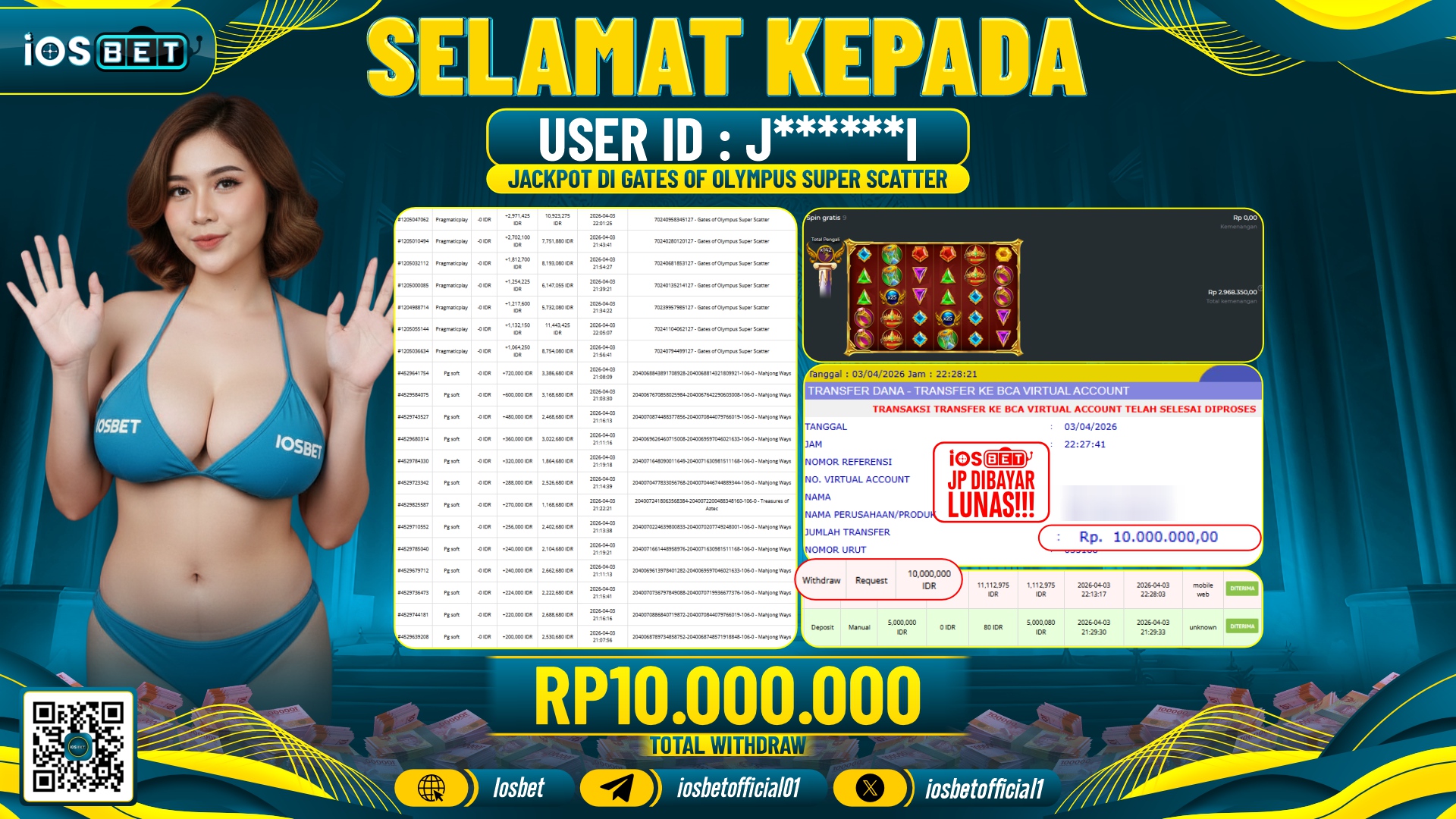 Bukti Pembayaran LUNAS SLOT GAME GACOR  Rp.10.000.000