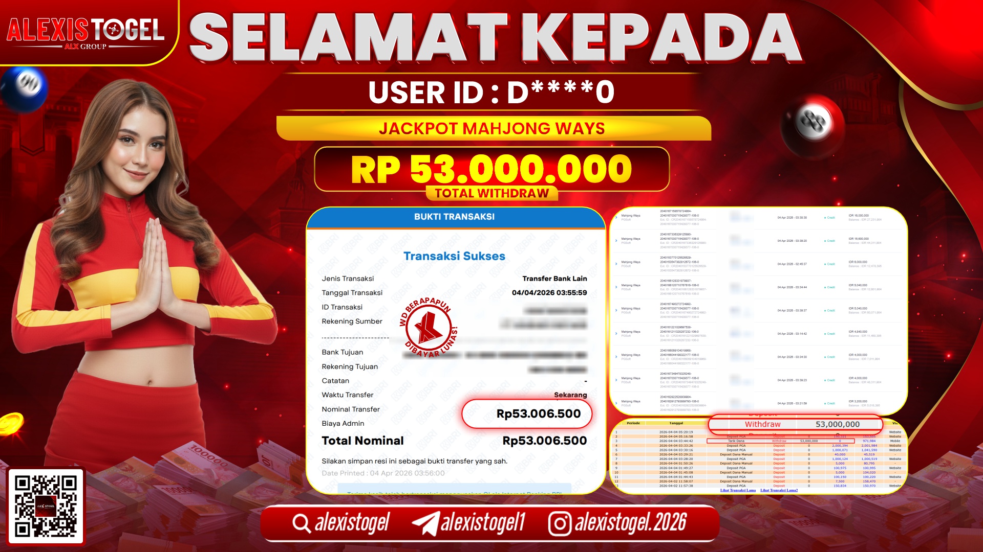 ALEXISTOGEL di Jackpot di SLOT MAHJONG WAYS RP.53.000.000,- LUNAS 