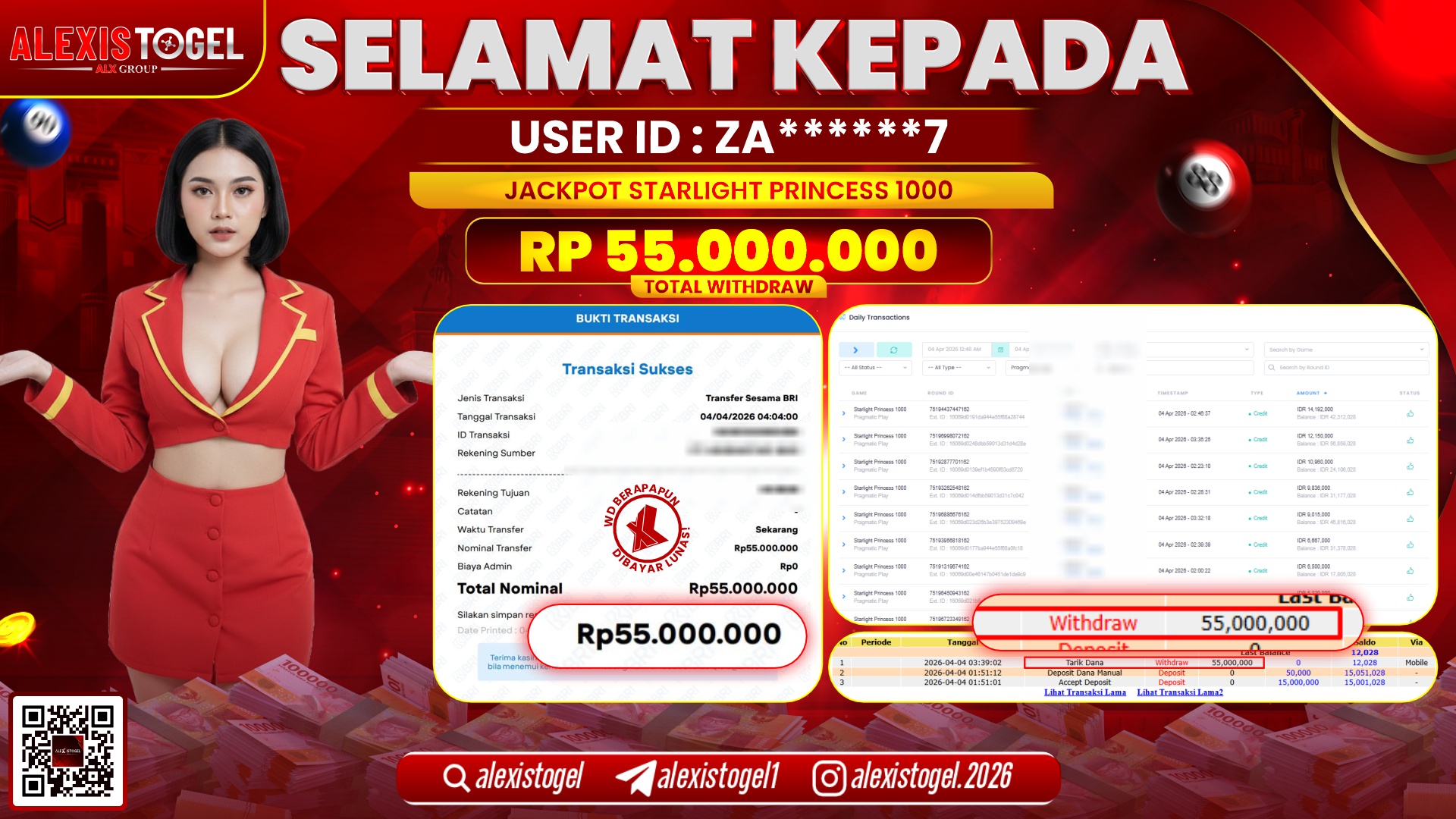 ALEXISTOGEL di Jackpot di SLOT STARLIGHT PRINCESS 1000 RP.55.000.000,- LUNAS 