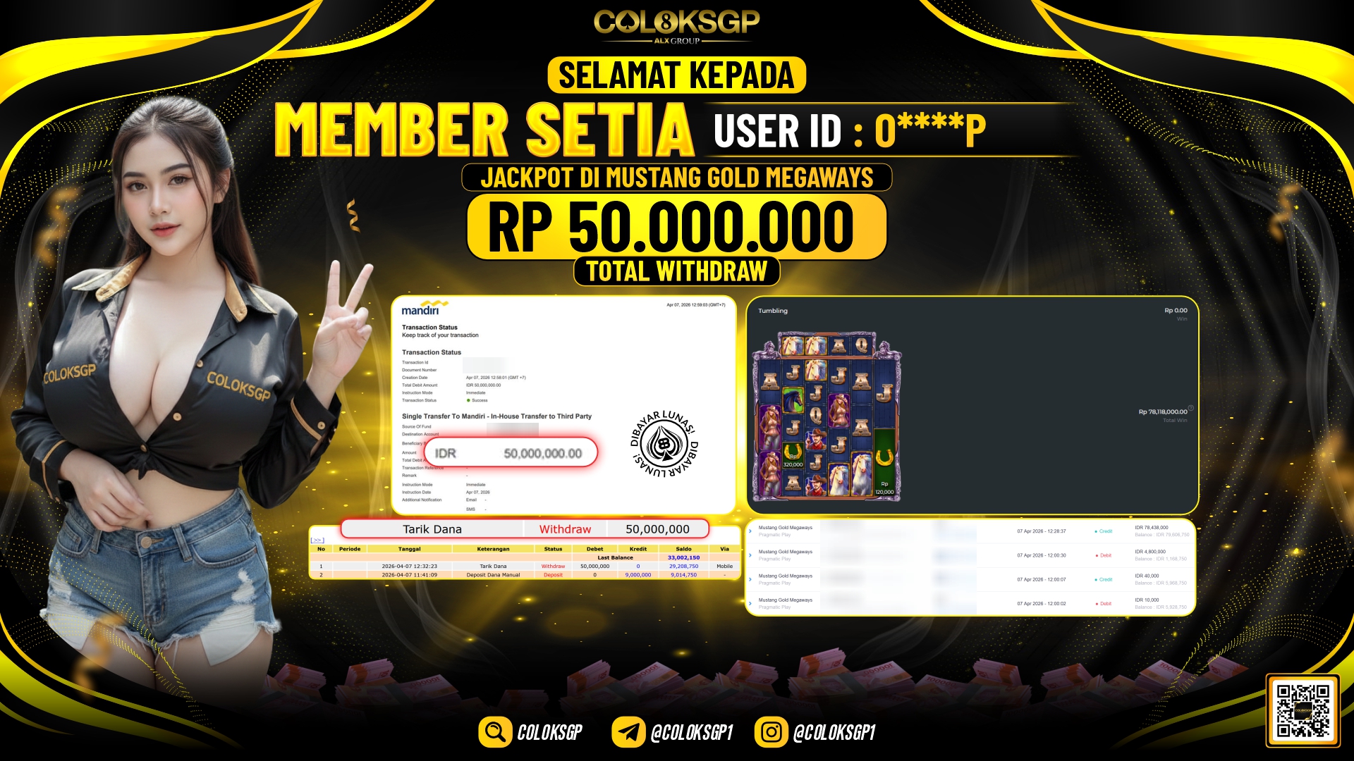 COLOKSGP JACKPOT PRAGMATIC PLAY - MUSTANG GOLD MEGAWAYS
