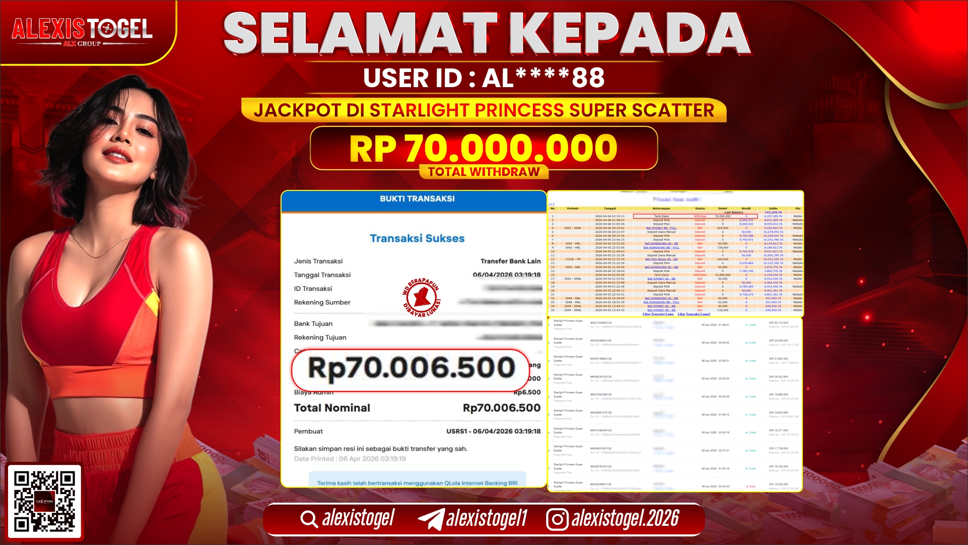 ALEXISTOGEL di Jackpot di SLOT STARLIGHT PRINCESS SUPER SCATTER RP.70.000.000,- LUNAS 