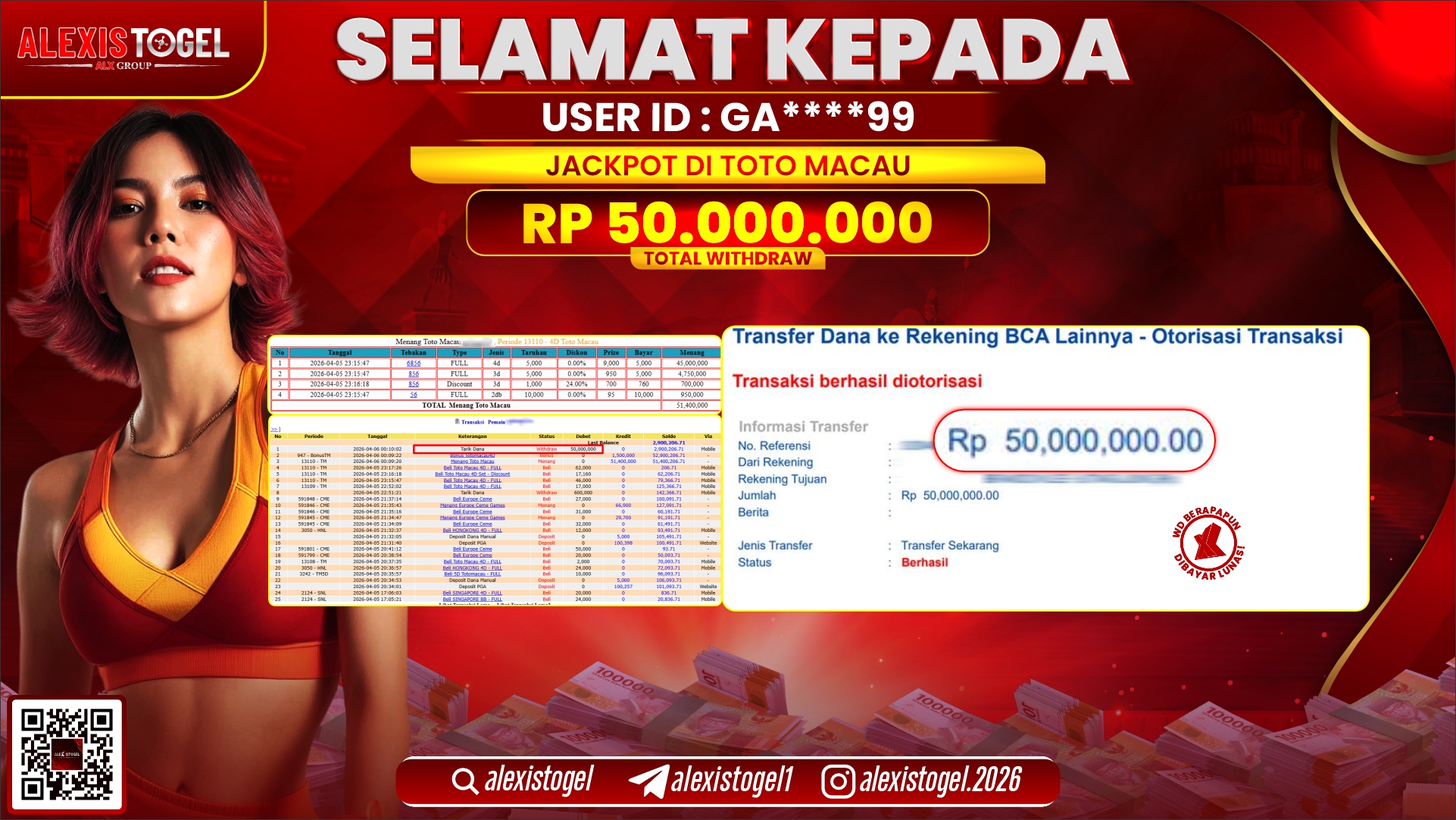 ALEXISTOGEL di Jackpot di TOGEL TOTO MACAU RP.50.000.000,- LUNAS 