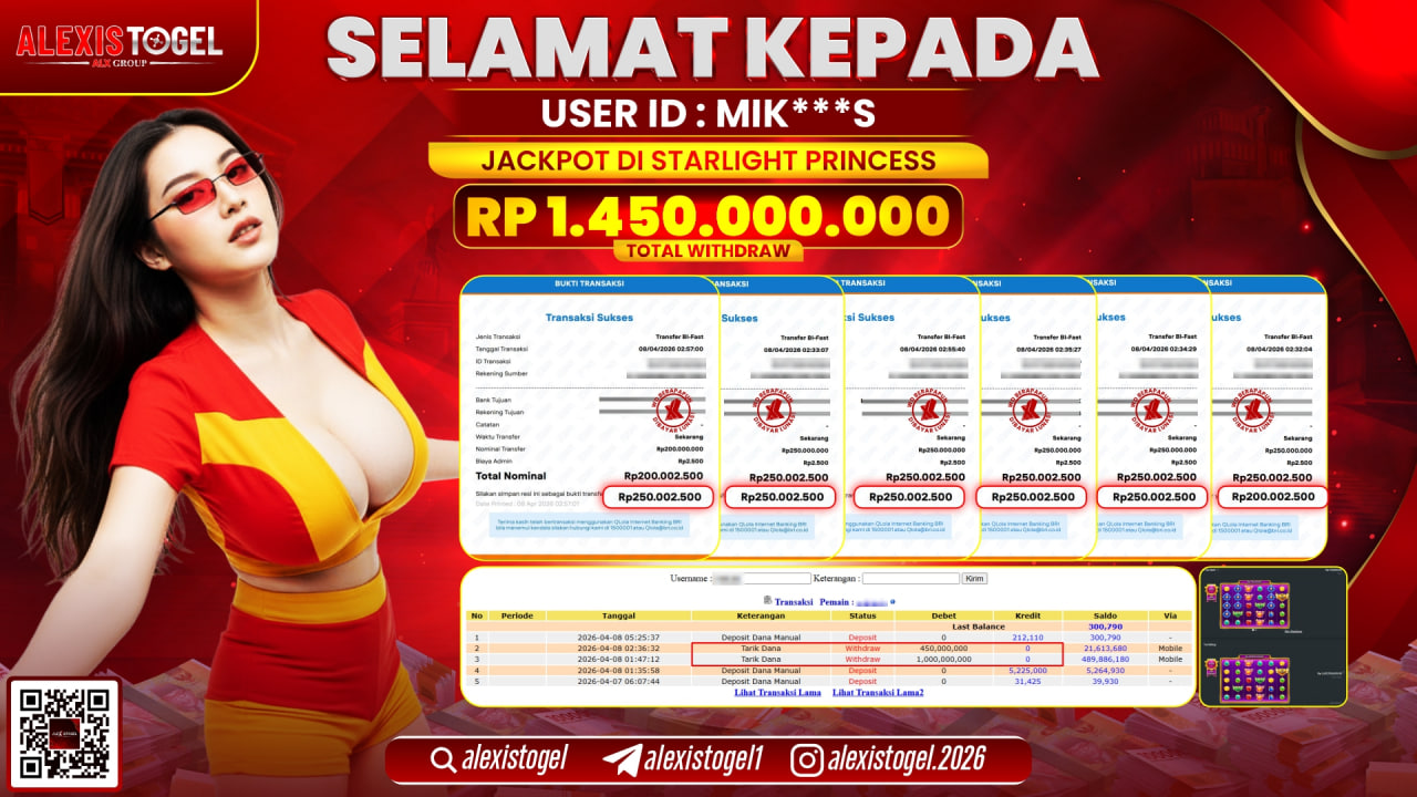 ALEXISTOGEL di Jackpot di SLOT GAME STARLIGHT PRINCESS RP.1.450.000.000,- LUNAS 