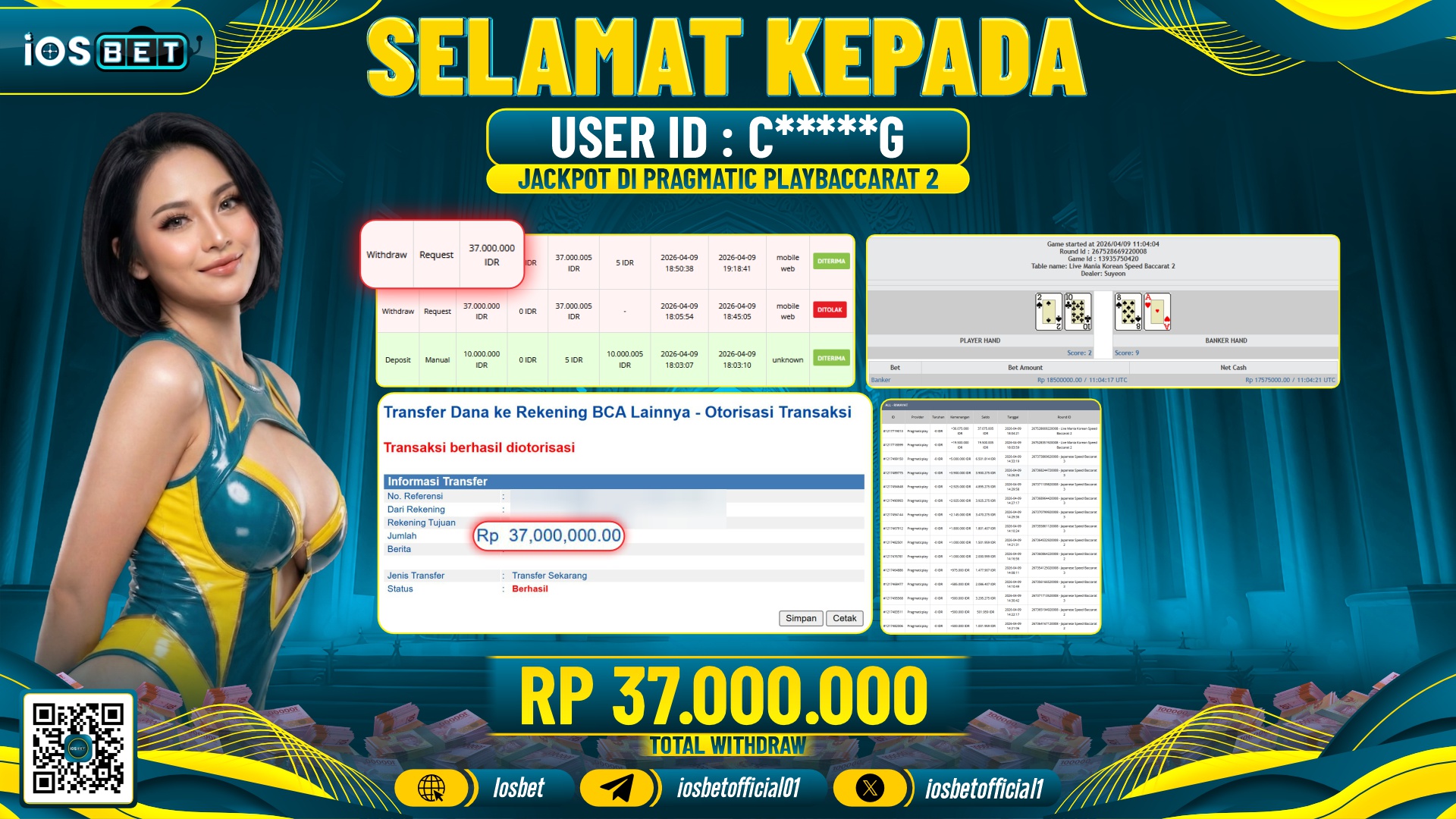 Bukti Pembayaran LUNAS LIVE GAME GACOR  Rp.37.000.000