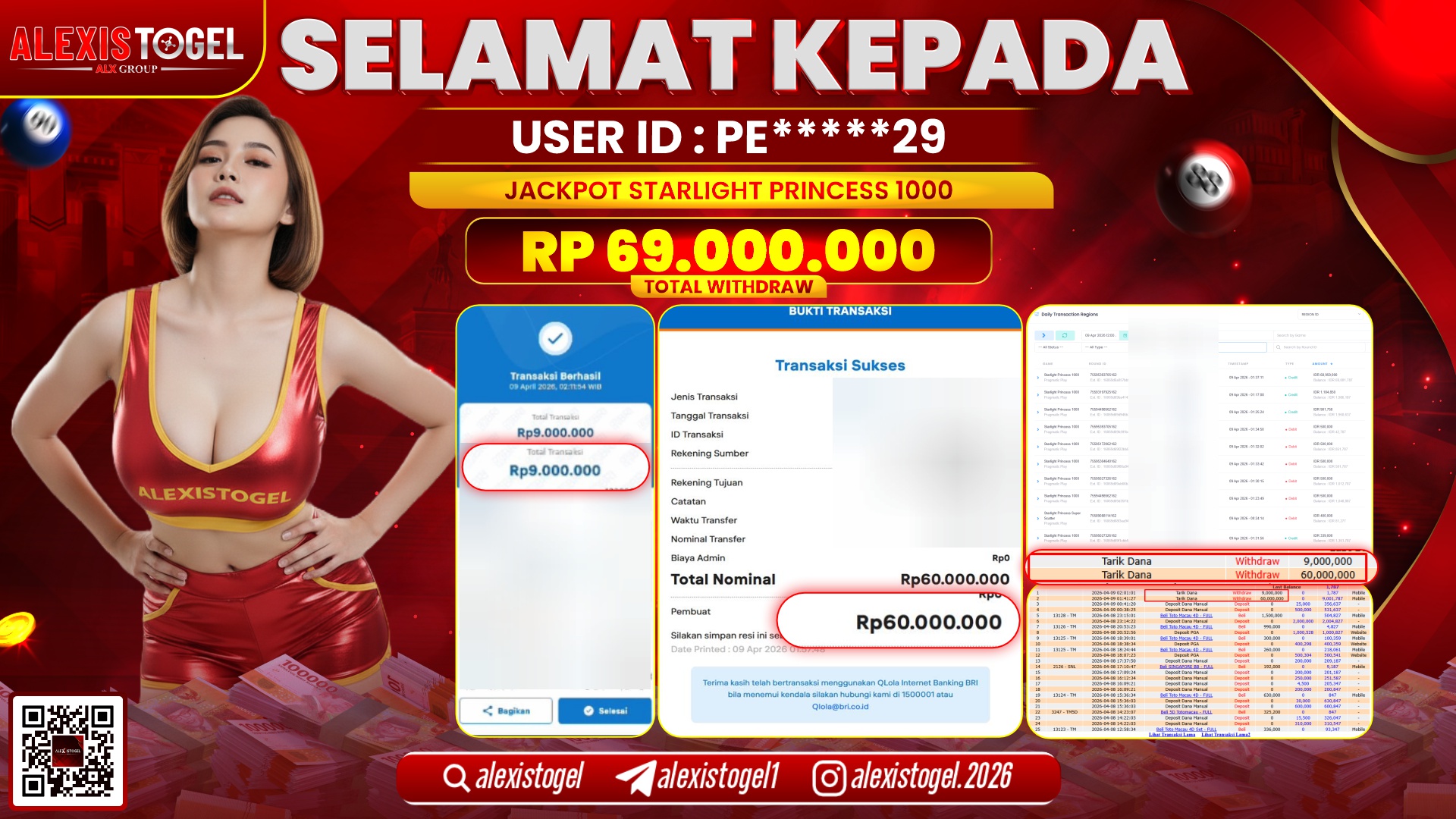 ALEXISTOGEL di Jackpot di SLOT GAME STARLIGHT PRINCESS 1000 RP.69.000.000,- LUNAS 