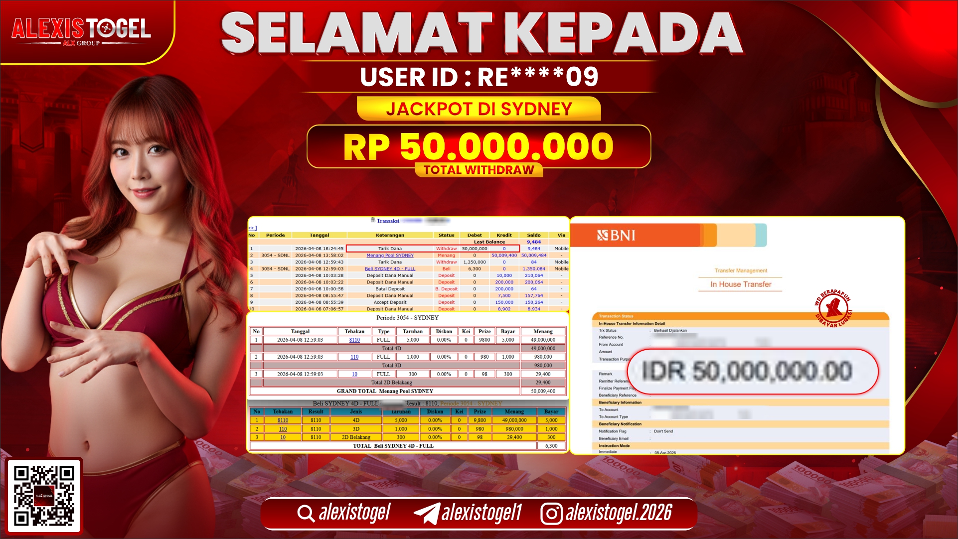 ALEXISTOGEL di Jackpot di TOGEL PASARAN SYDNEY POOLS RP.50.000.000,- LUNAS 